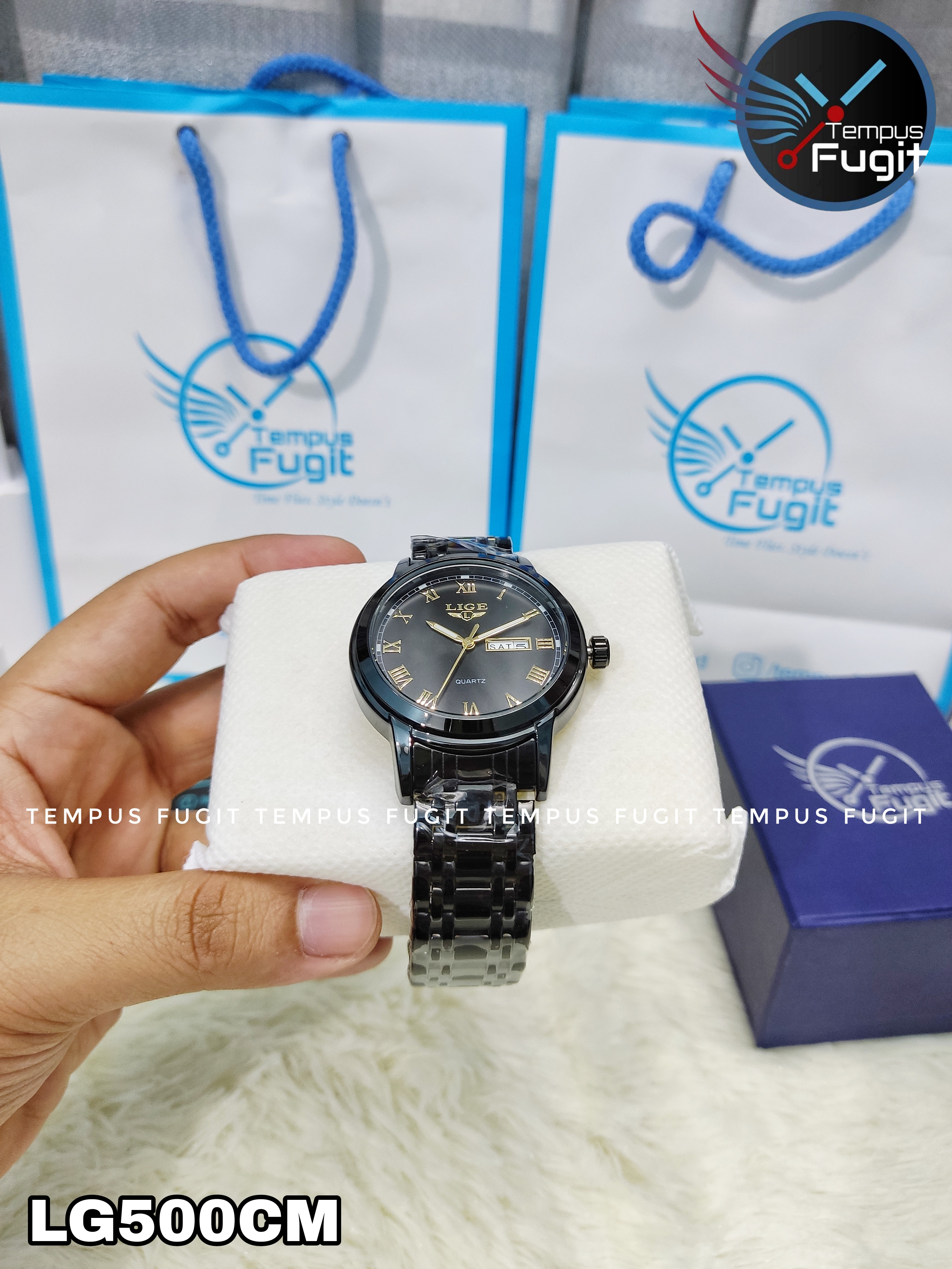 LIGE 9846 Gents Chain Watch- Black Dial- Black Bezel- Black Chain- TF Code LG500CM_img_2