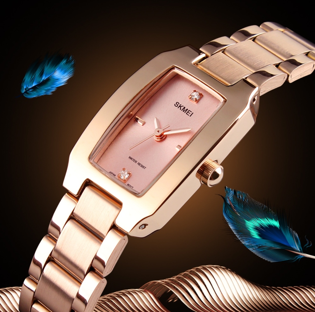 SKMEI 1400 Ladies Chain Watch - Pink Dial- Rose Golden Bezel- Rose Golden Chain- TF Code SK274CF_img_2