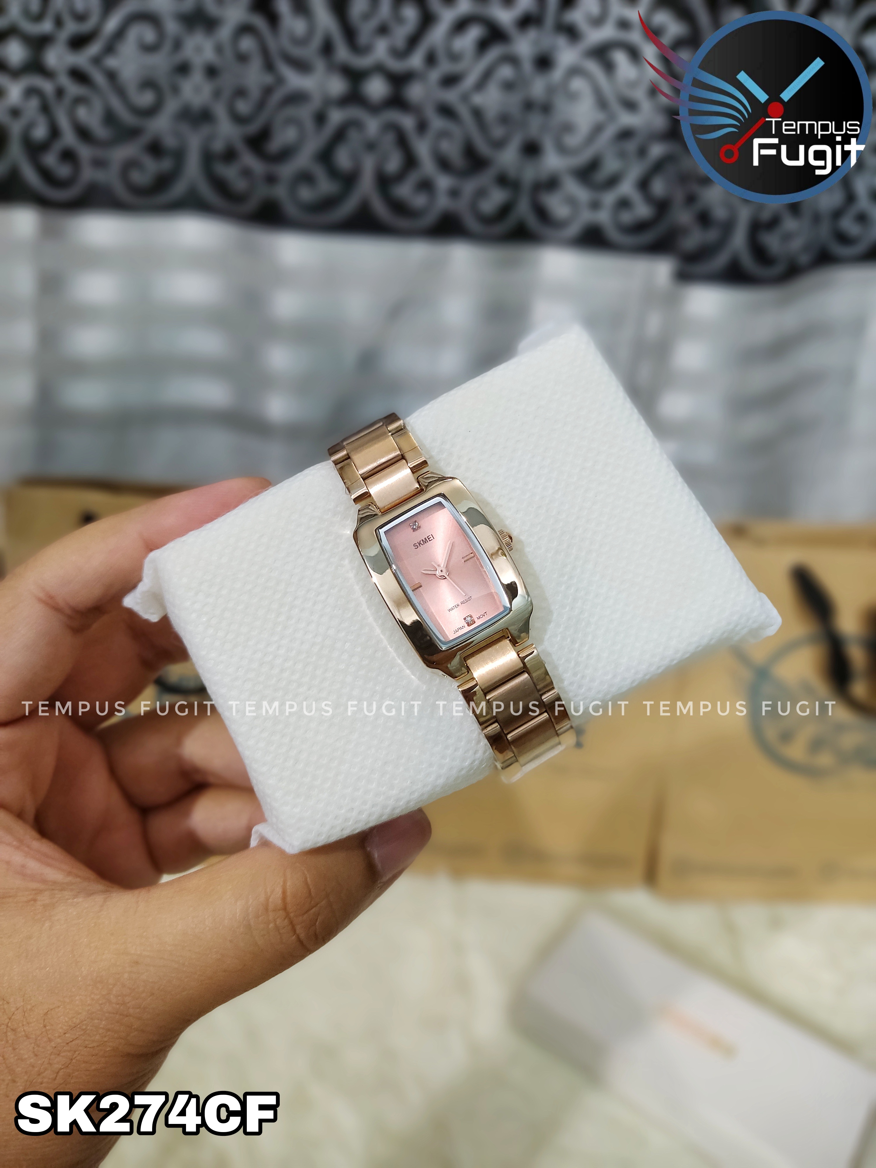 SKMEI 1400 Ladies Chain Watch - Pink Dial- Rose Golden Bezel- Rose Golden Chain- TF Code SK274CF_img_4