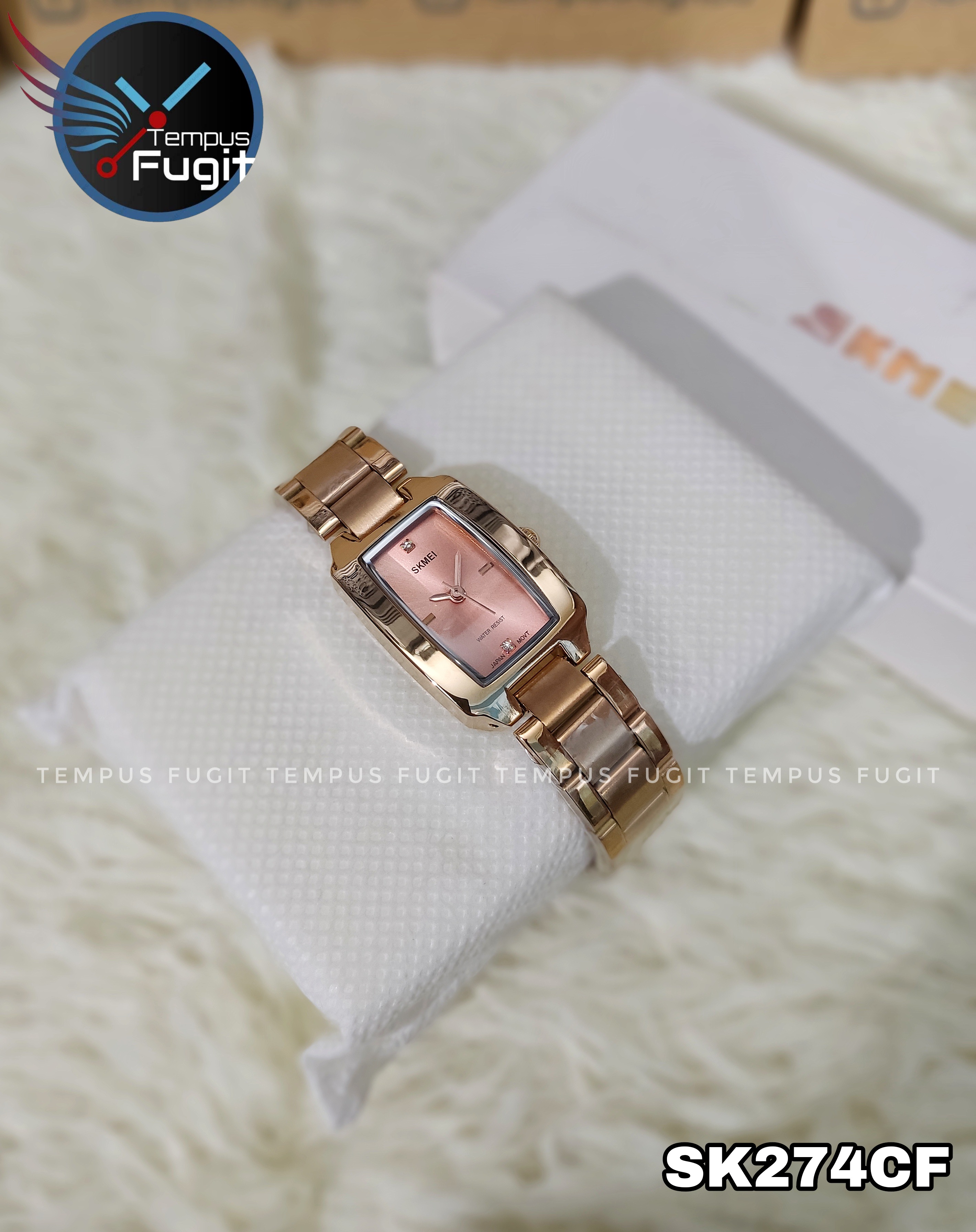 SKMEI 1400 Ladies Chain Watch - Pink Dial- Rose Golden Bezel- Rose Golden Chain- TF Code SK274CF_img_5