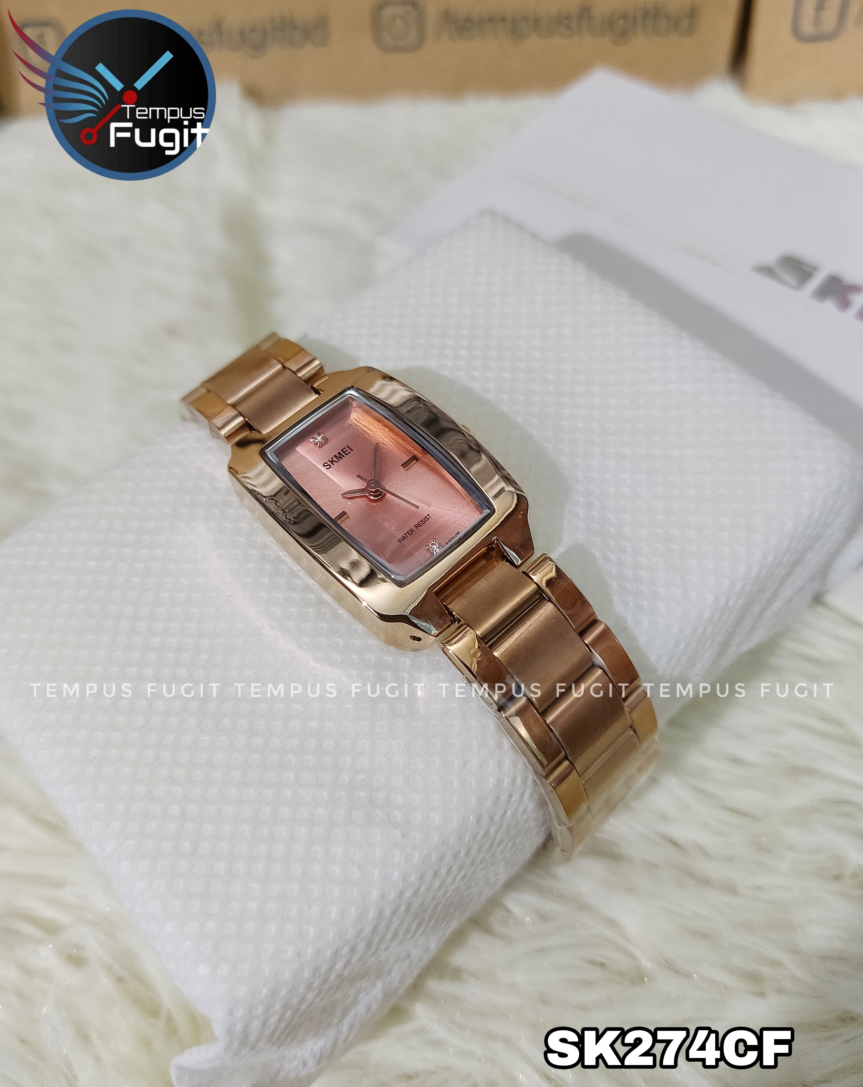 SKMEI 1400 Ladies Chain Watch - Pink Dial- Rose Golden Bezel- Rose Golden Chain- TF Code SK274CF_img_6