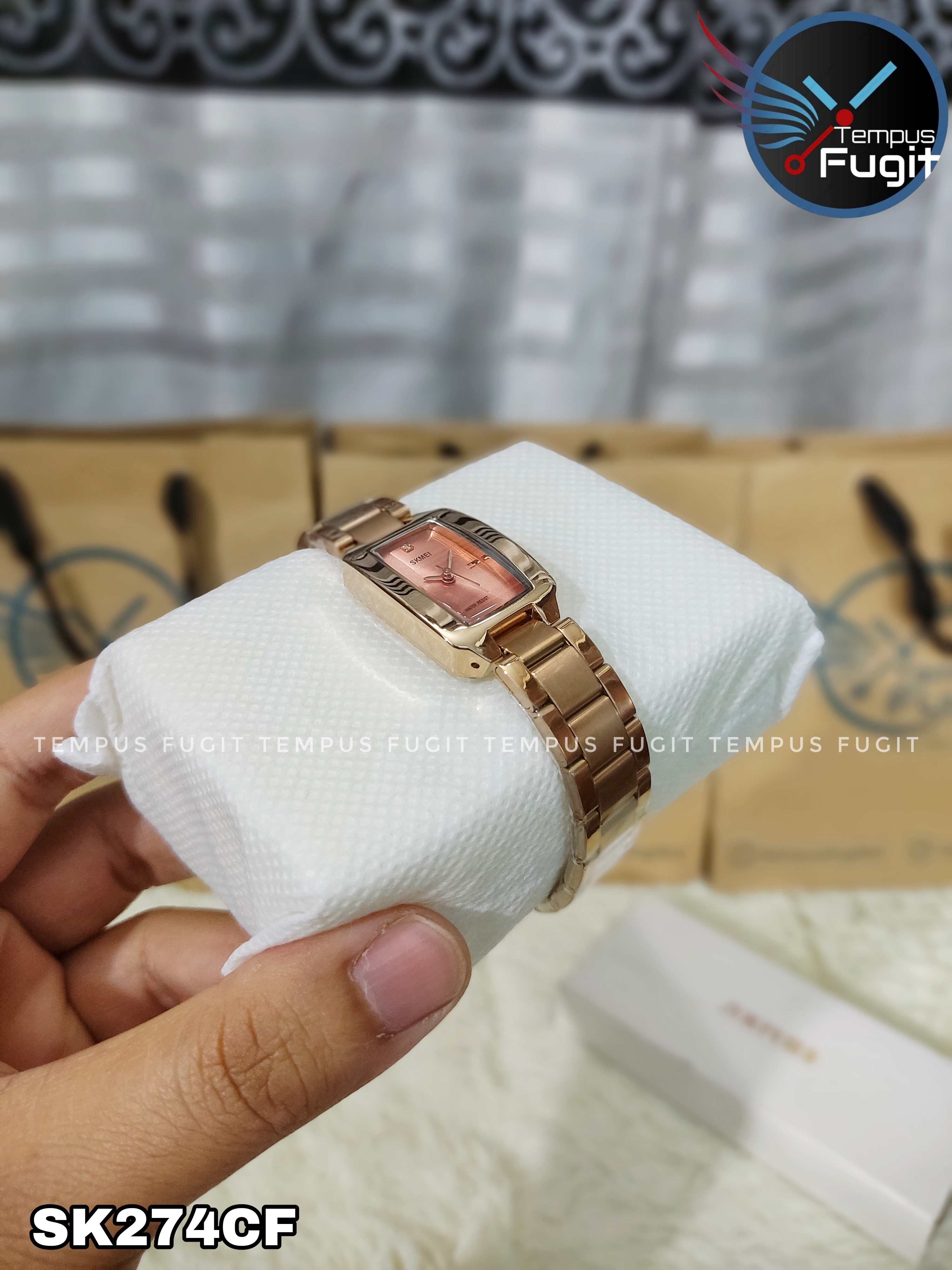 SKMEI 1400 Ladies Chain Watch - Pink Dial- Rose Golden Bezel- Rose Golden Chain- TF Code SK274CF_img_7