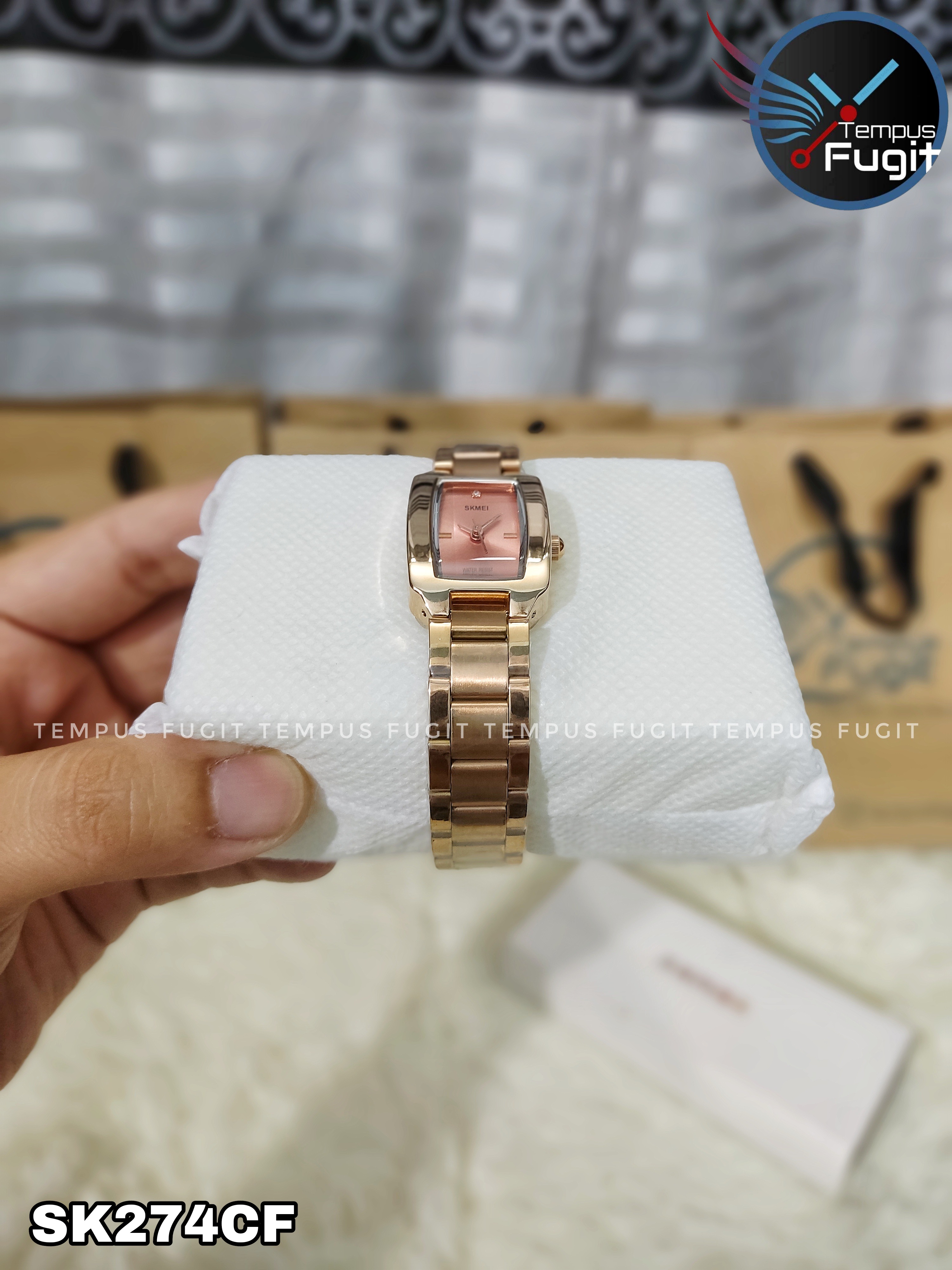 SKMEI 1400 Ladies Chain Watch - Pink Dial- Rose Golden Bezel- Rose Golden Chain- TF Code SK274CF_img_8