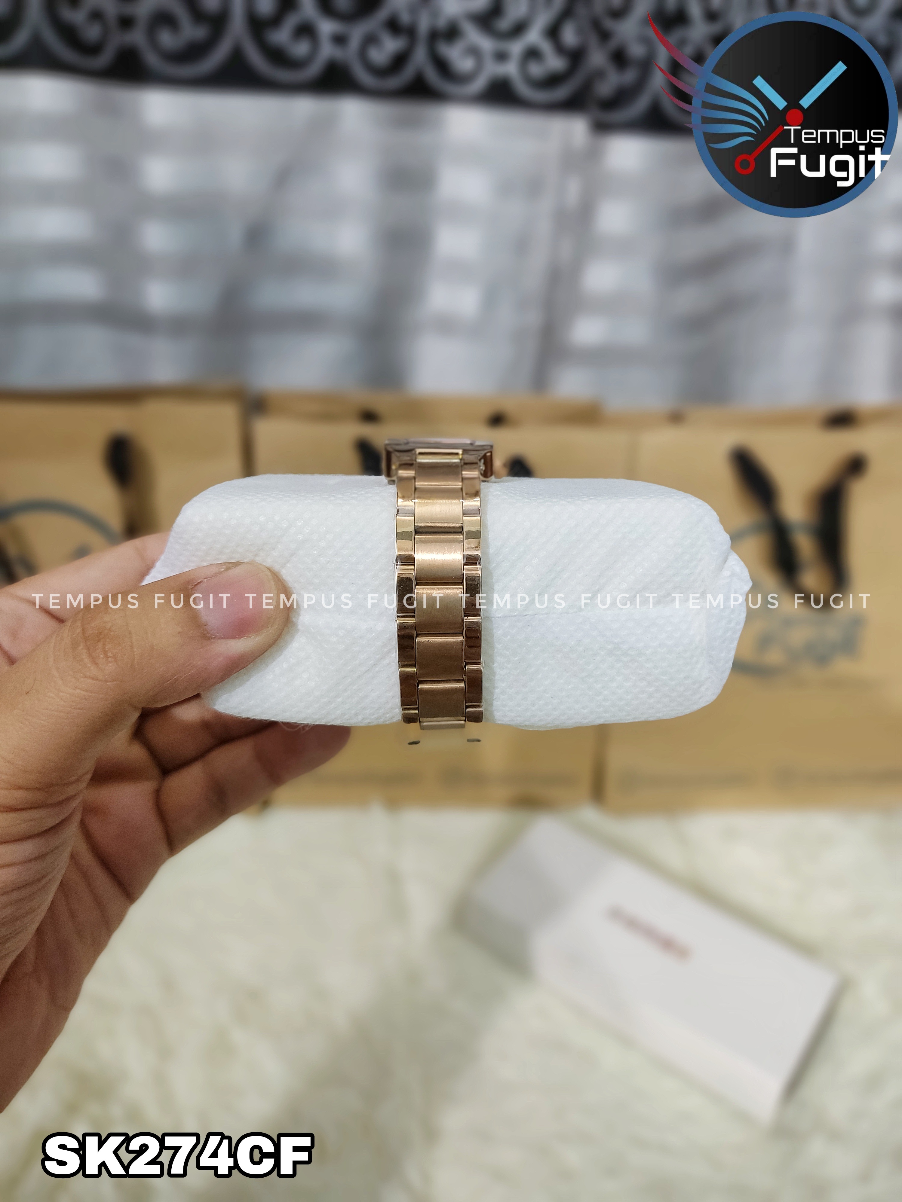 SKMEI 1400 Ladies Chain Watch - Pink Dial- Rose Golden Bezel- Rose Golden Chain- TF Code SK274CF_img_9