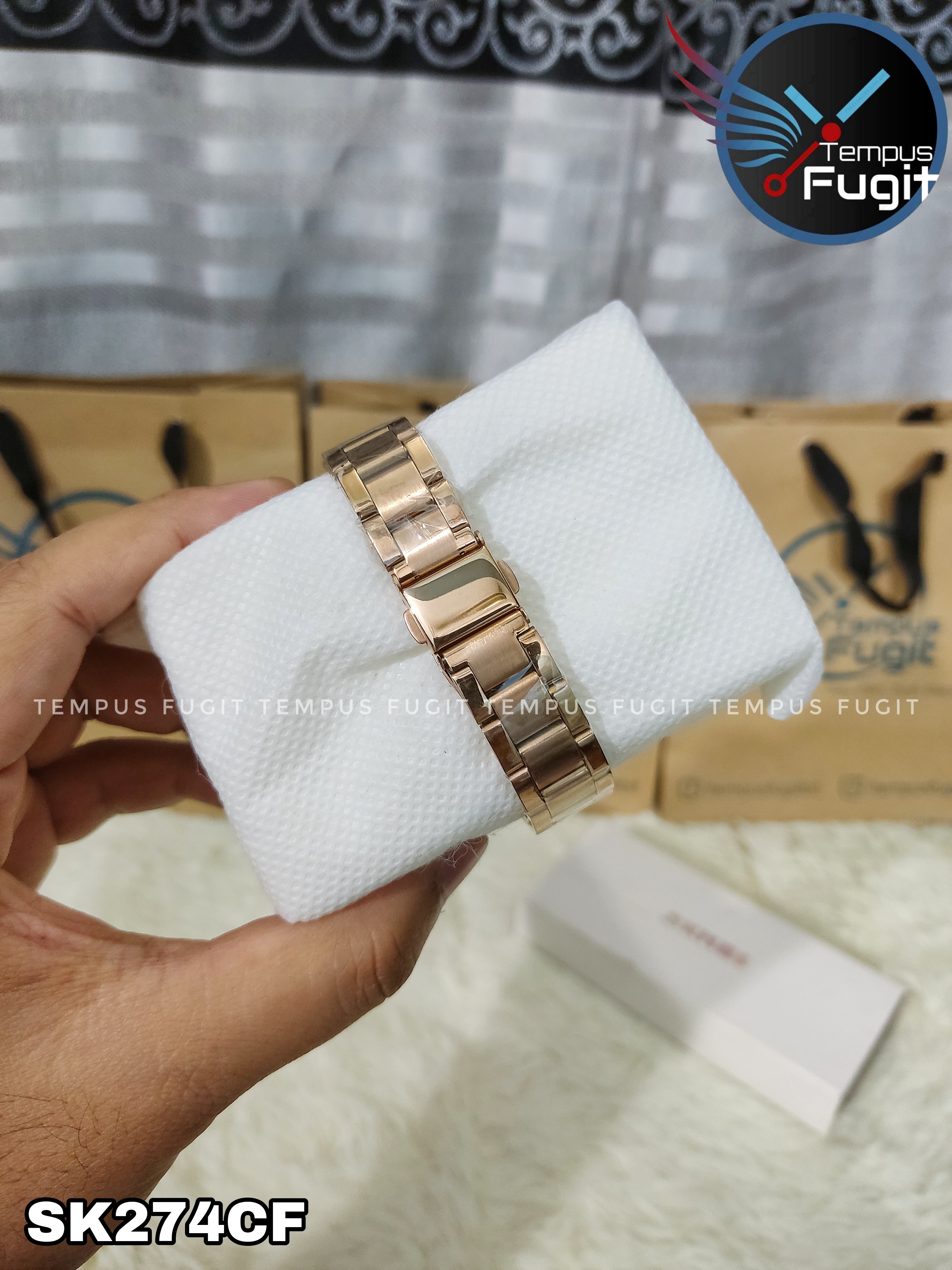 SKMEI 1400 Ladies Chain Watch - Pink Dial- Rose Golden Bezel- Rose Golden Chain- TF Code SK274CF_img_10