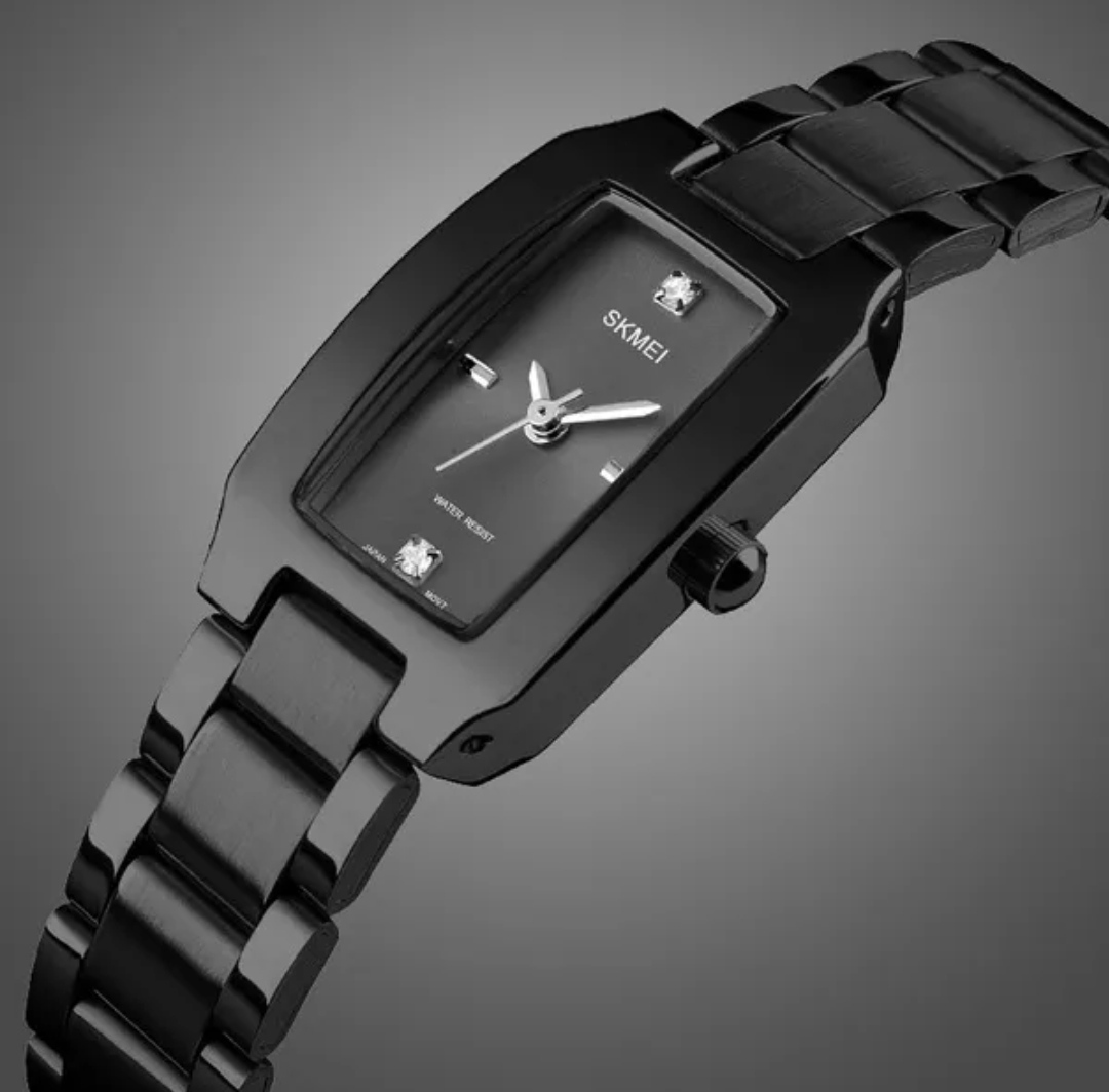 SKMEI 1400 Ladies Chain Watch - Black Dial- Rose Black Bezel- Black Chain- TF Code SK317CF_img_1