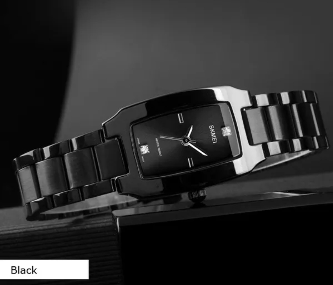 SKMEI 1400 Ladies Chain Watch - Black Dial- Rose Black Bezel- Black Chain- TF Code SK317CF_img_2