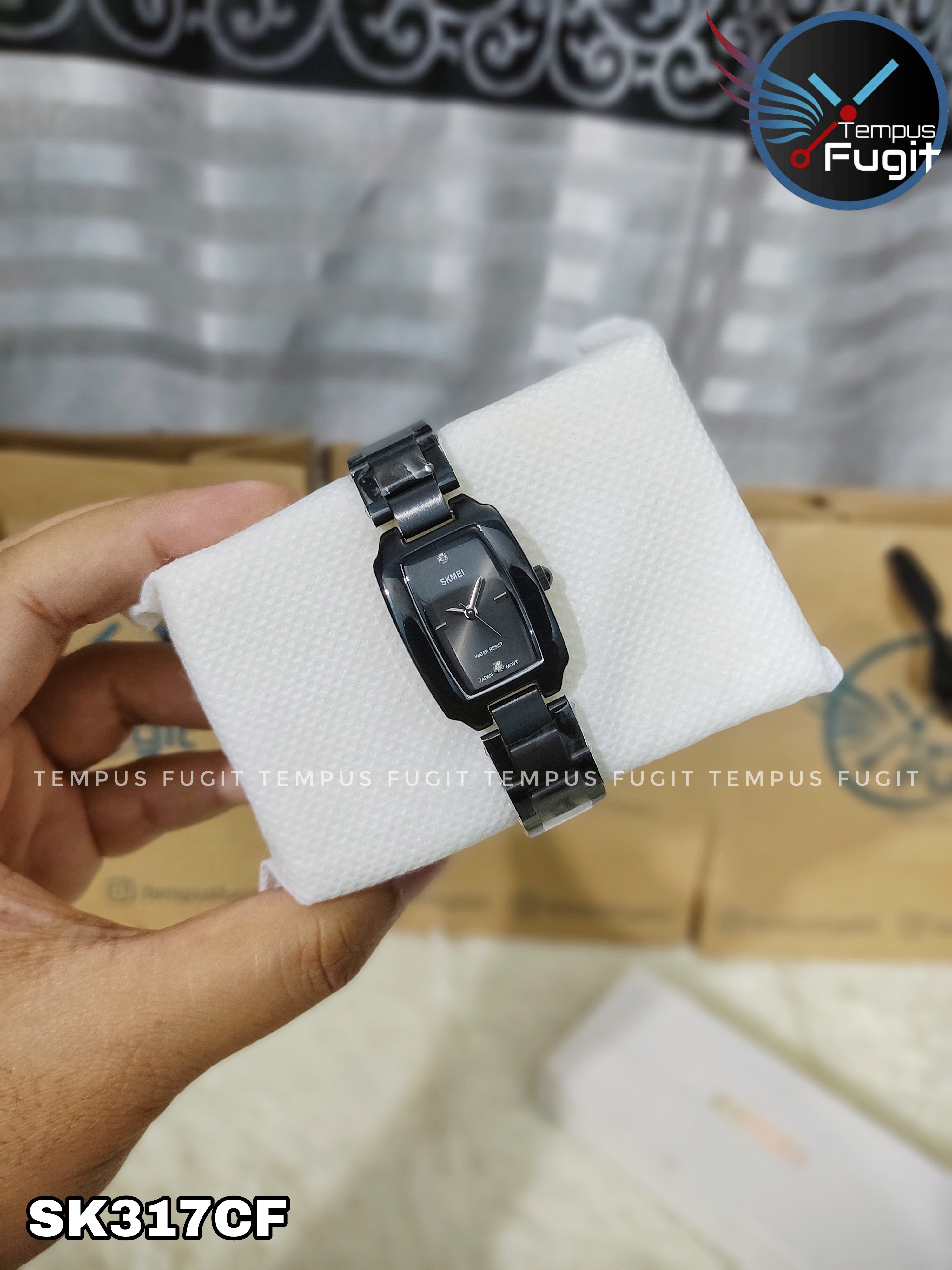 SKMEI 1400 Ladies Chain Watch - Black Dial- Rose Black Bezel- Black Chain- TF Code SK317CF_img_3