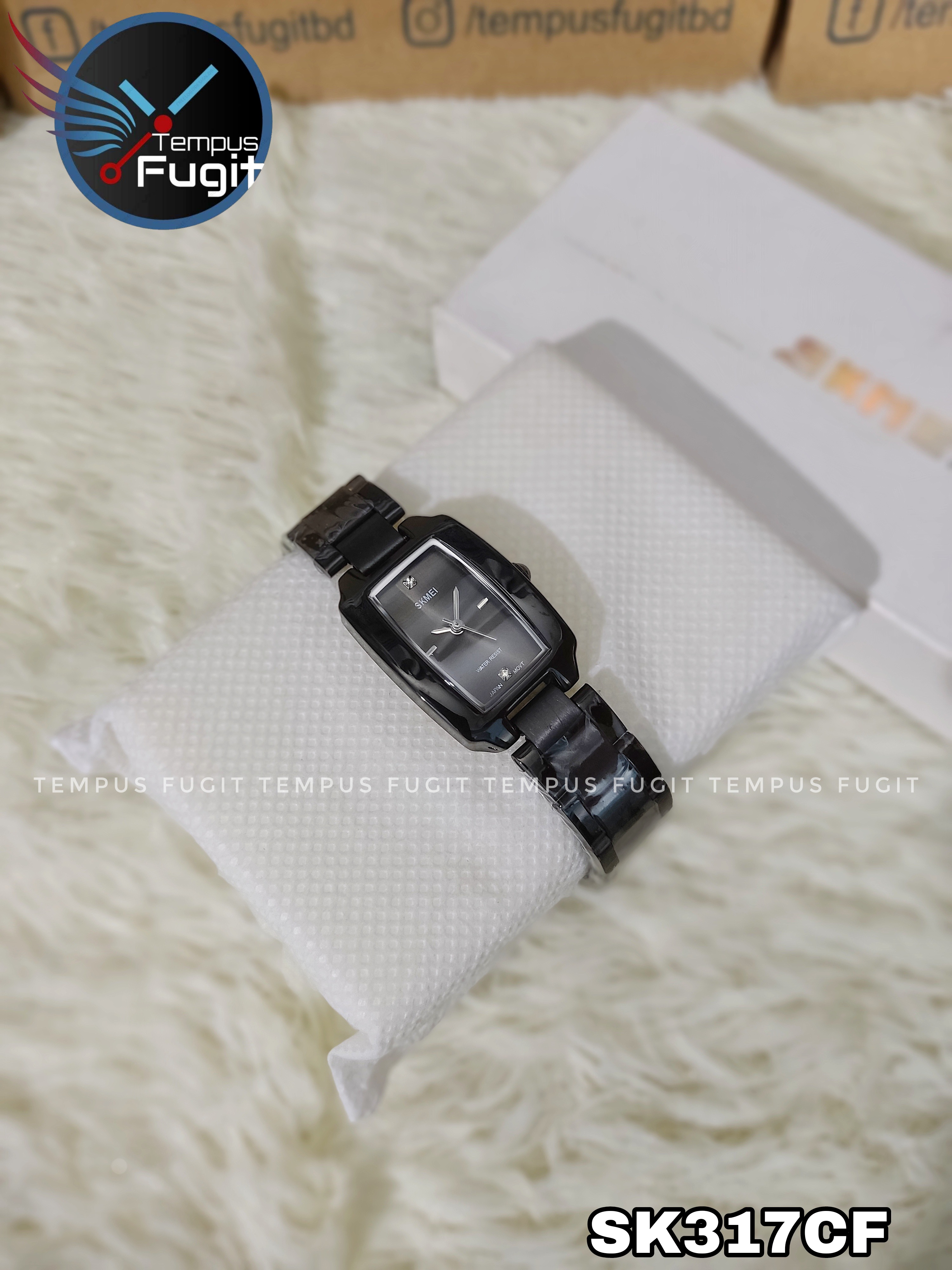 SKMEI 1400 Ladies Chain Watch - Black Dial- Rose Black Bezel- Black Chain- TF Code SK317CF_img_4