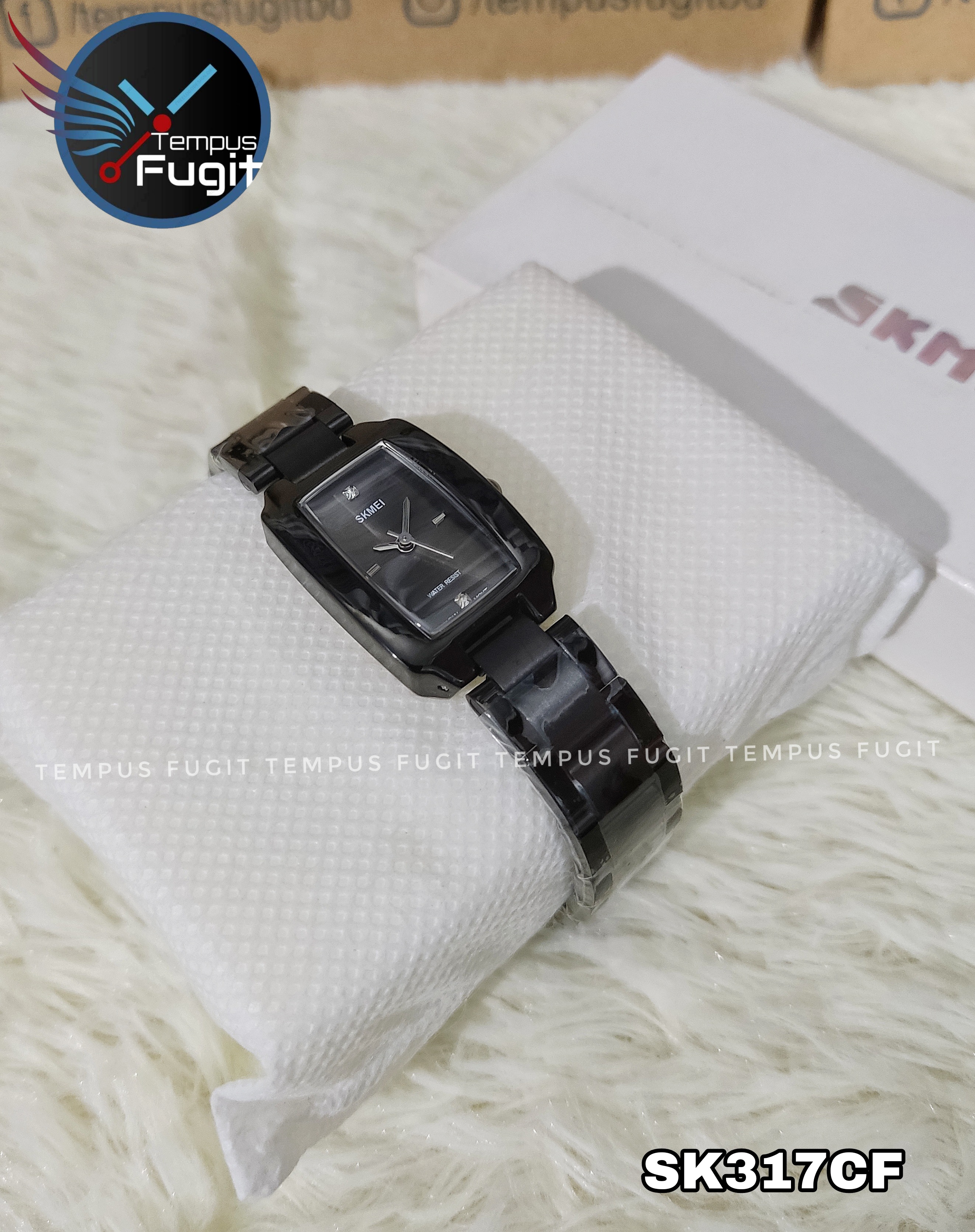 SKMEI 1400 Ladies Chain Watch - Black Dial- Rose Black Bezel- Black Chain- TF Code SK317CF_img_5