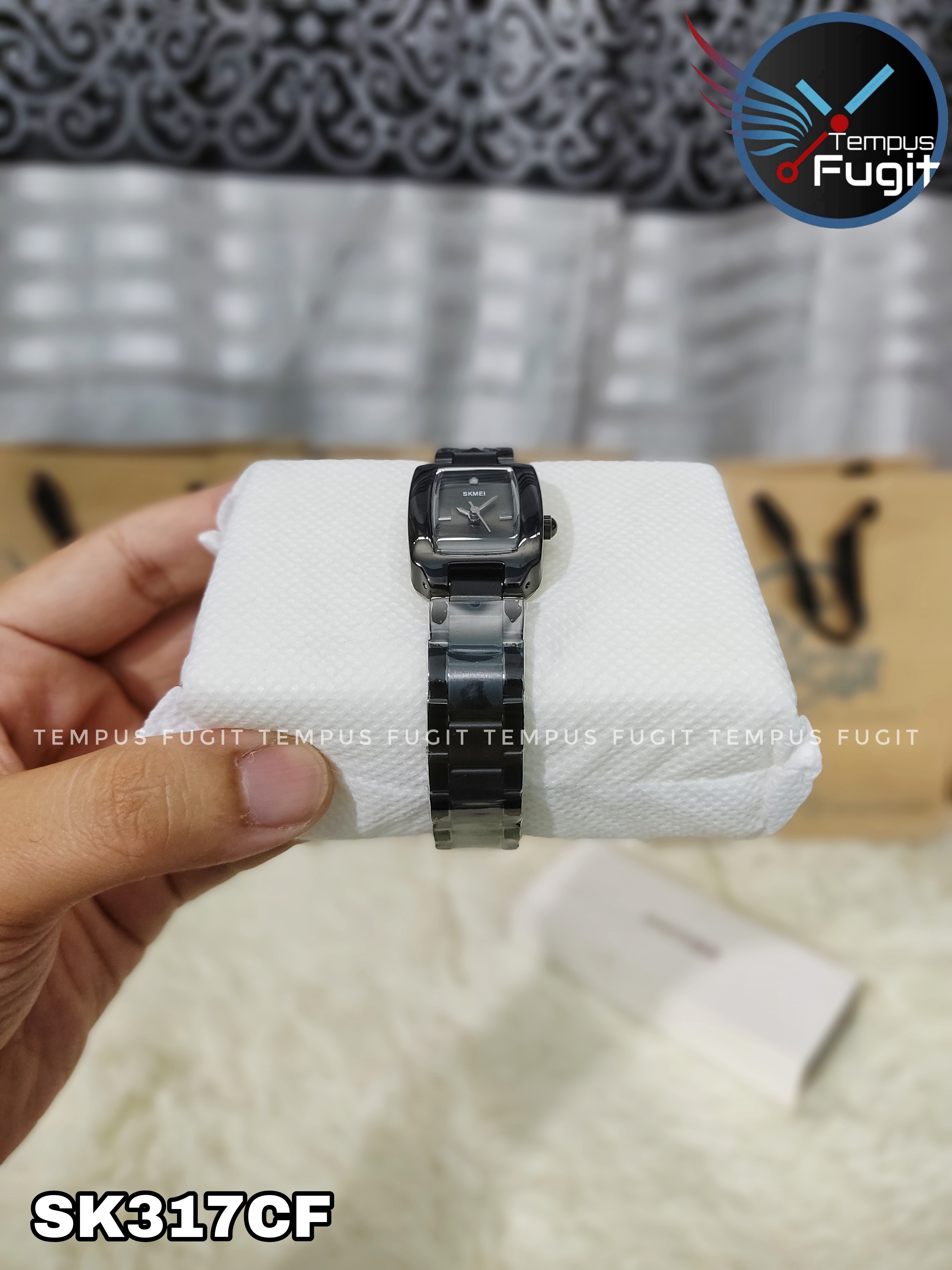 SKMEI 1400 Ladies Chain Watch - Black Dial- Rose Black Bezel- Black Chain- TF Code SK317CF_img_6