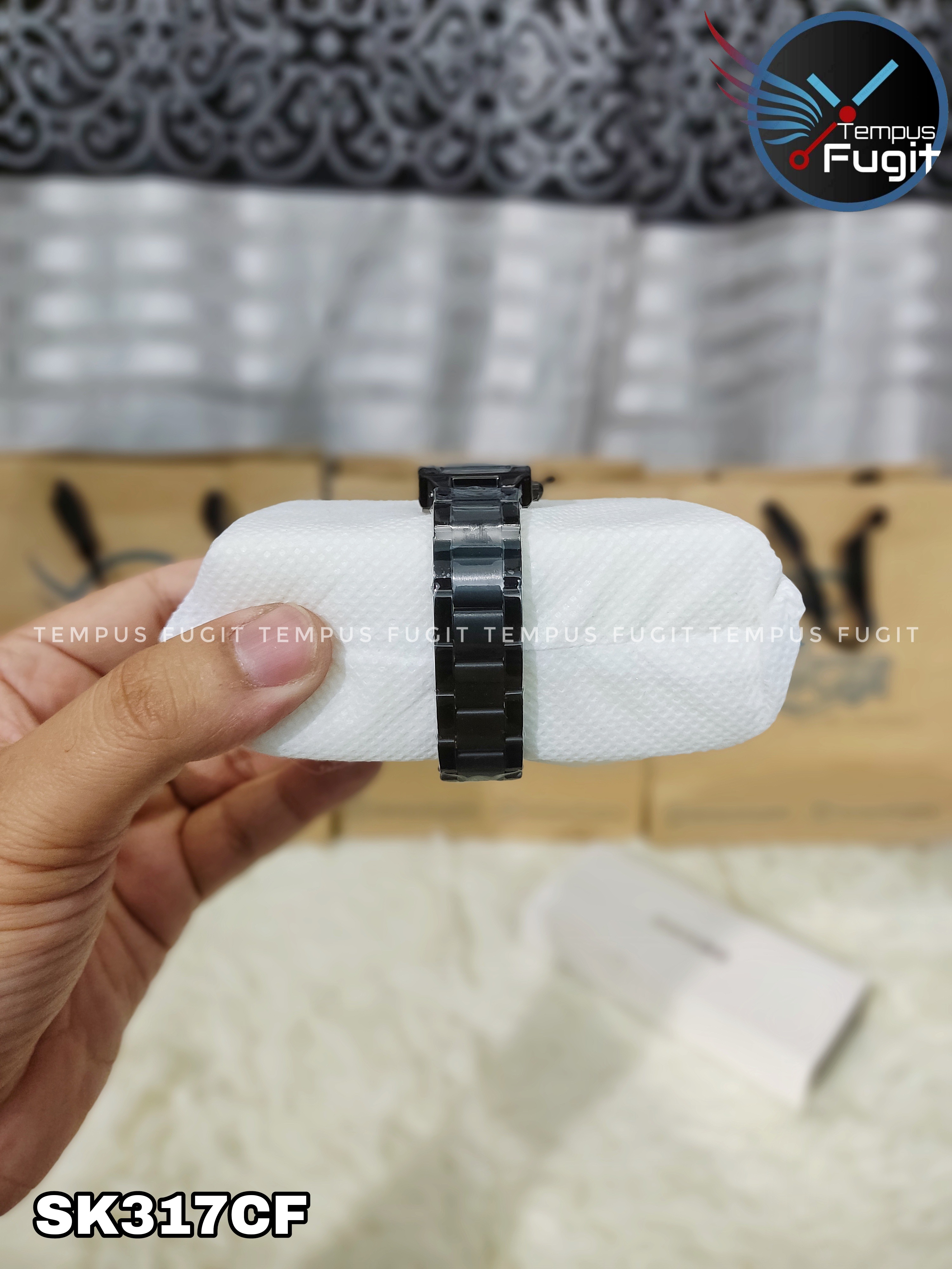 SKMEI 1400 Ladies Chain Watch - Black Dial- Rose Black Bezel- Black Chain- TF Code SK317CF_img_7