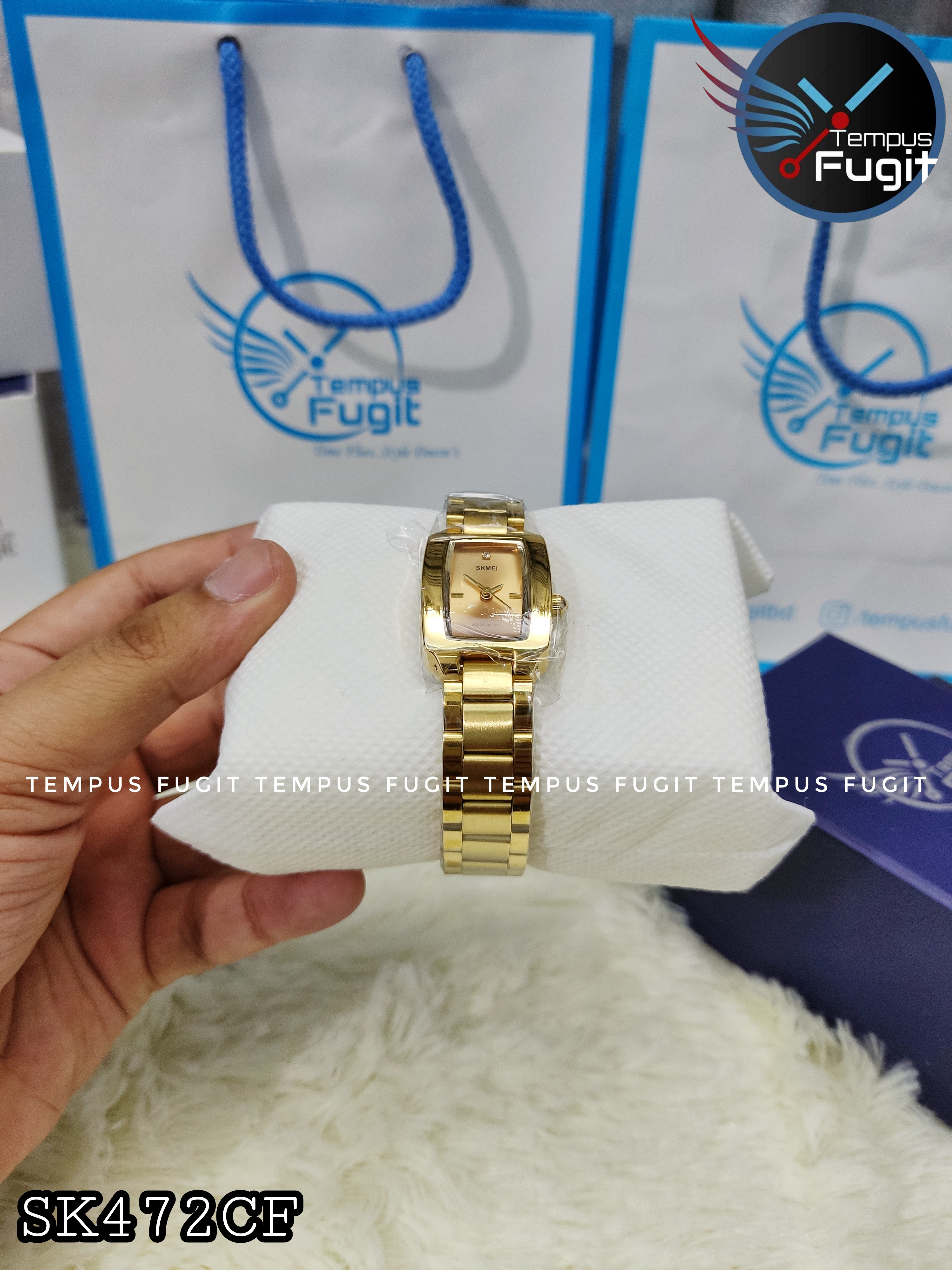 SKMEI 1400 Ladies Chain Watch - Golden Dial- Golden Bezel- Golden Chain- TF Code SK472CF_img_4