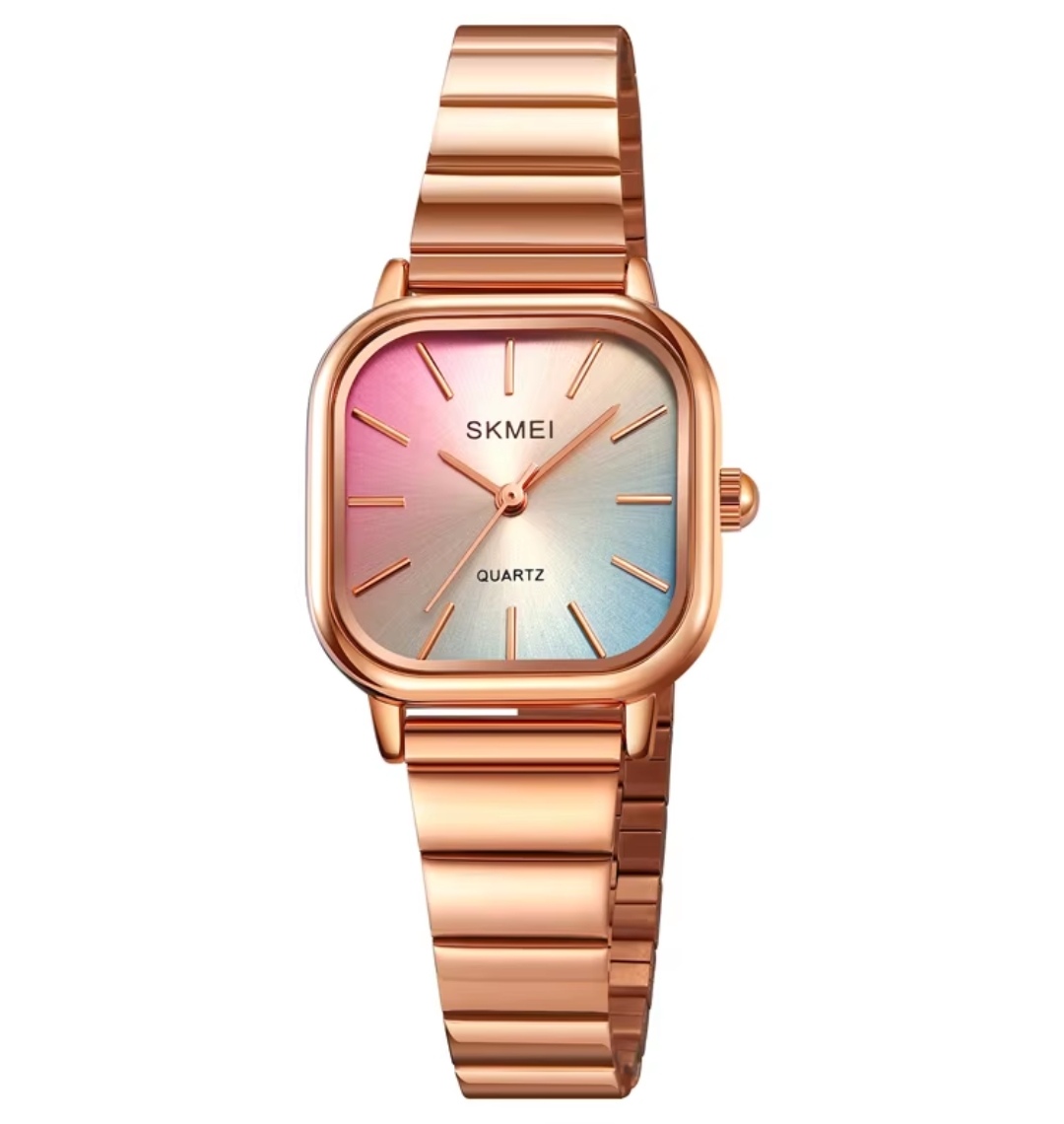 SKMEI 2190 Ladies Chain Watch - Colorful Dial- Rose Golden Bezel- Rose Golden Chain- TF Code SK866CF_img_0