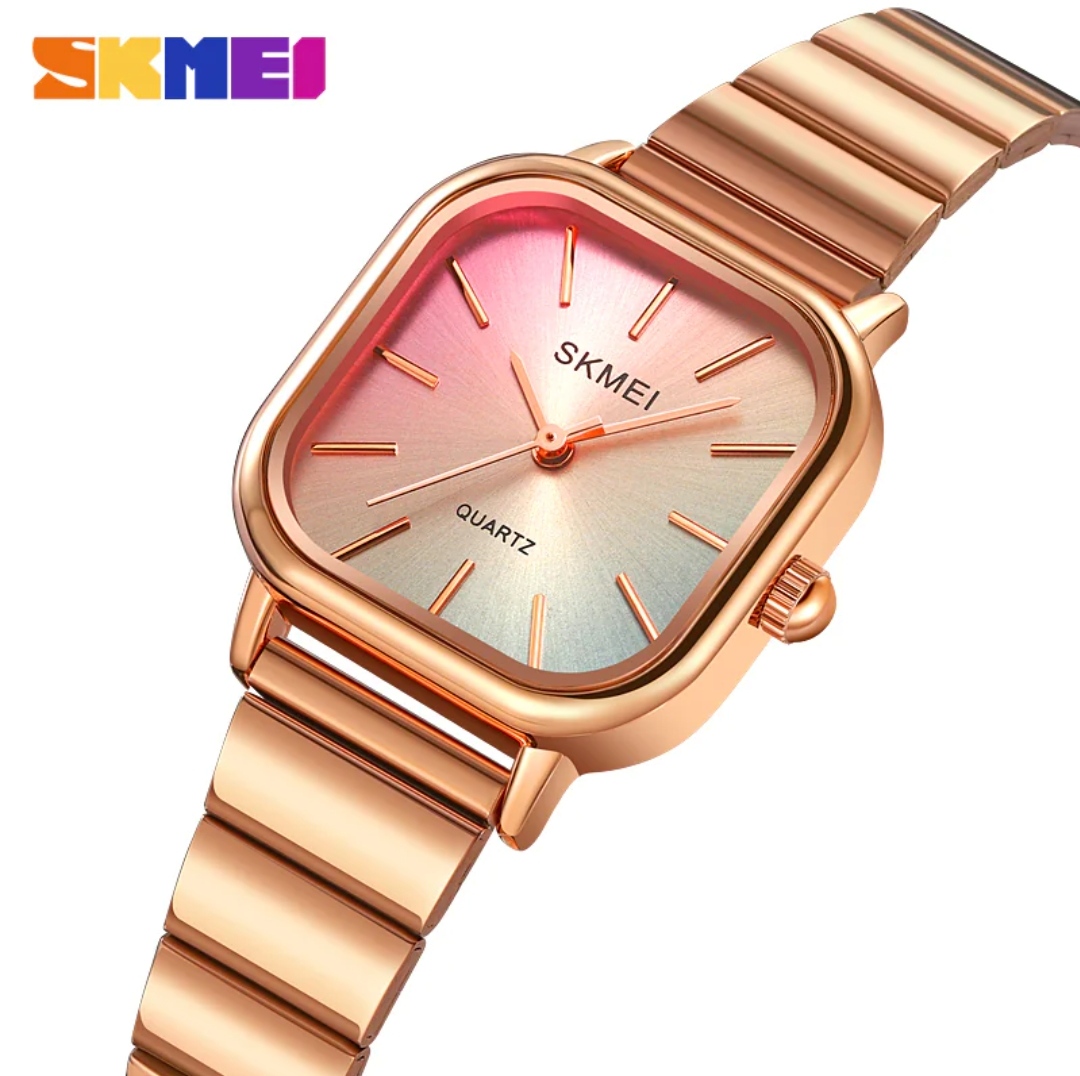 SKMEI 2190 Ladies Chain Watch - Colorful Dial- Rose Golden Bezel- Rose Golden Chain- TF Code SK866CF_img_3