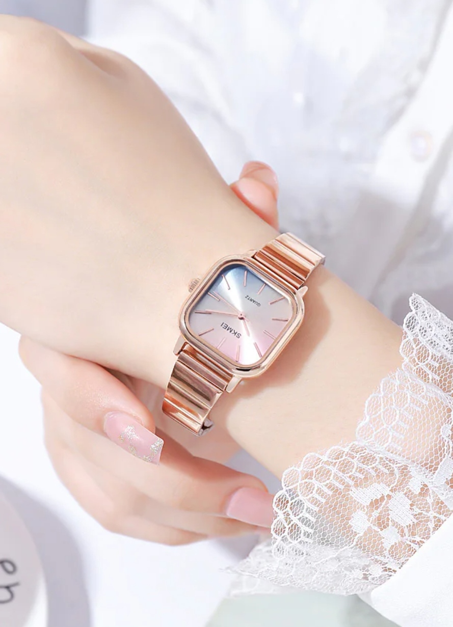 SKMEI 2190 Ladies Chain Watch - Colorful Dial- Rose Golden Bezel- Rose Golden Chain- TF Code SK866CF_img_5