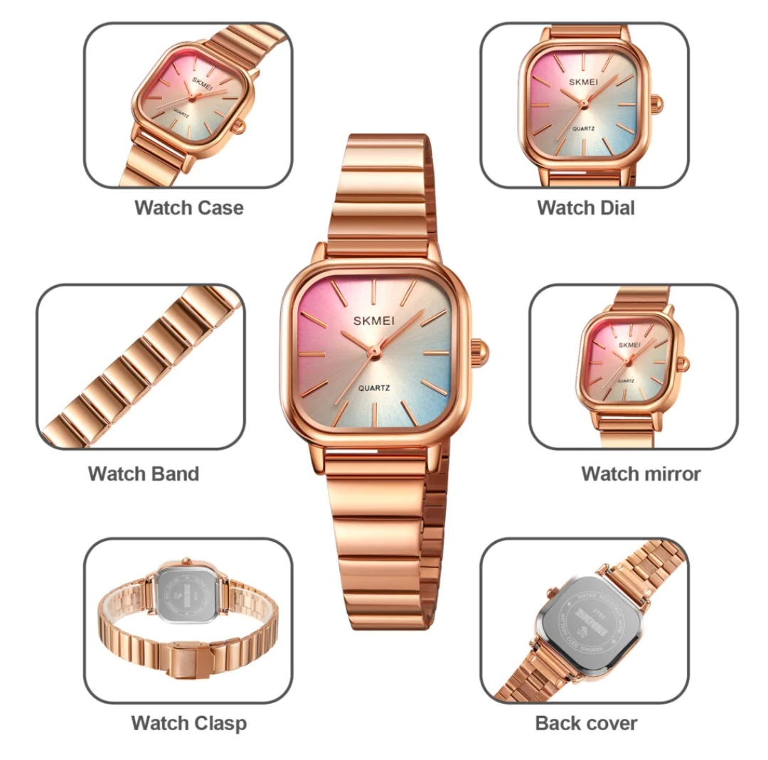 SKMEI 2190 Ladies Chain Watch - Colorful Dial- Rose Golden Bezel- Rose Golden Chain- TF Code SK866CF_img_6