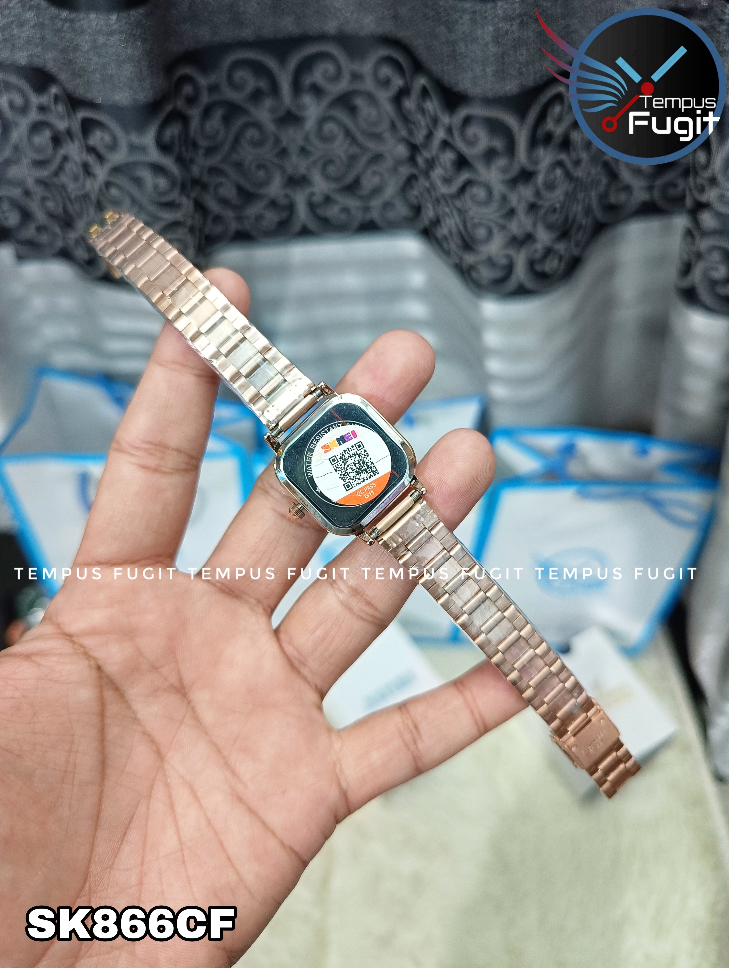 SKMEI 2190 Ladies Chain Watch - Colorful Dial- Rose Golden Bezel- Rose Golden Chain- TF Code SK866CF_img_11