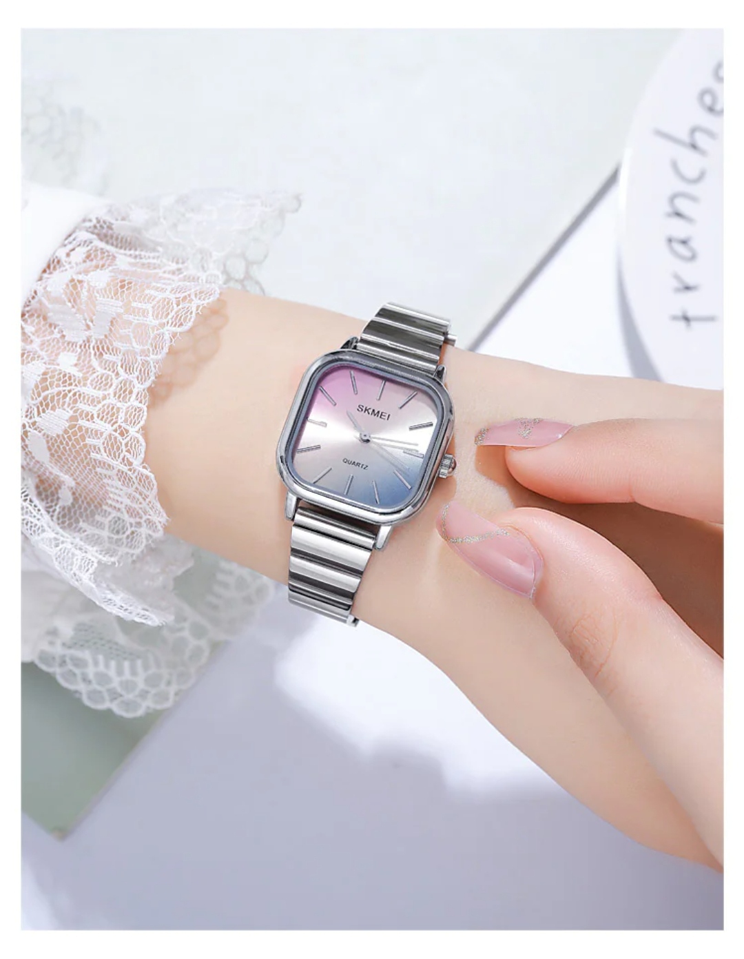 SKMEI 2190 Ladies Chain Watch - Colorful Dial- Silver Bezel- Silver Chain- TF Code SK865CF_img_3