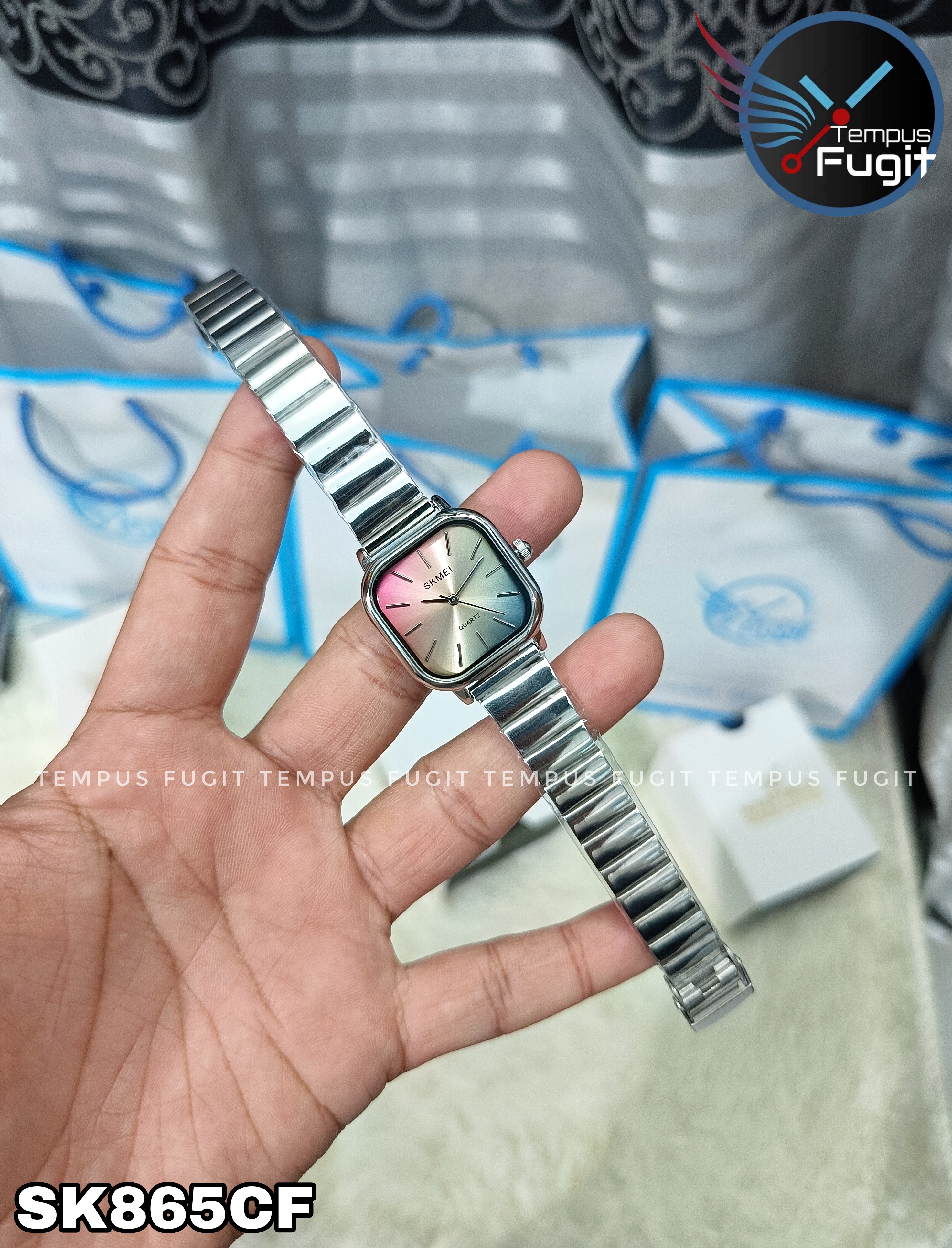 SKMEI 2190 Ladies Chain Watch - Colorful Dial- Silver Bezel- Silver Chain- TF Code SK865CF_img_5