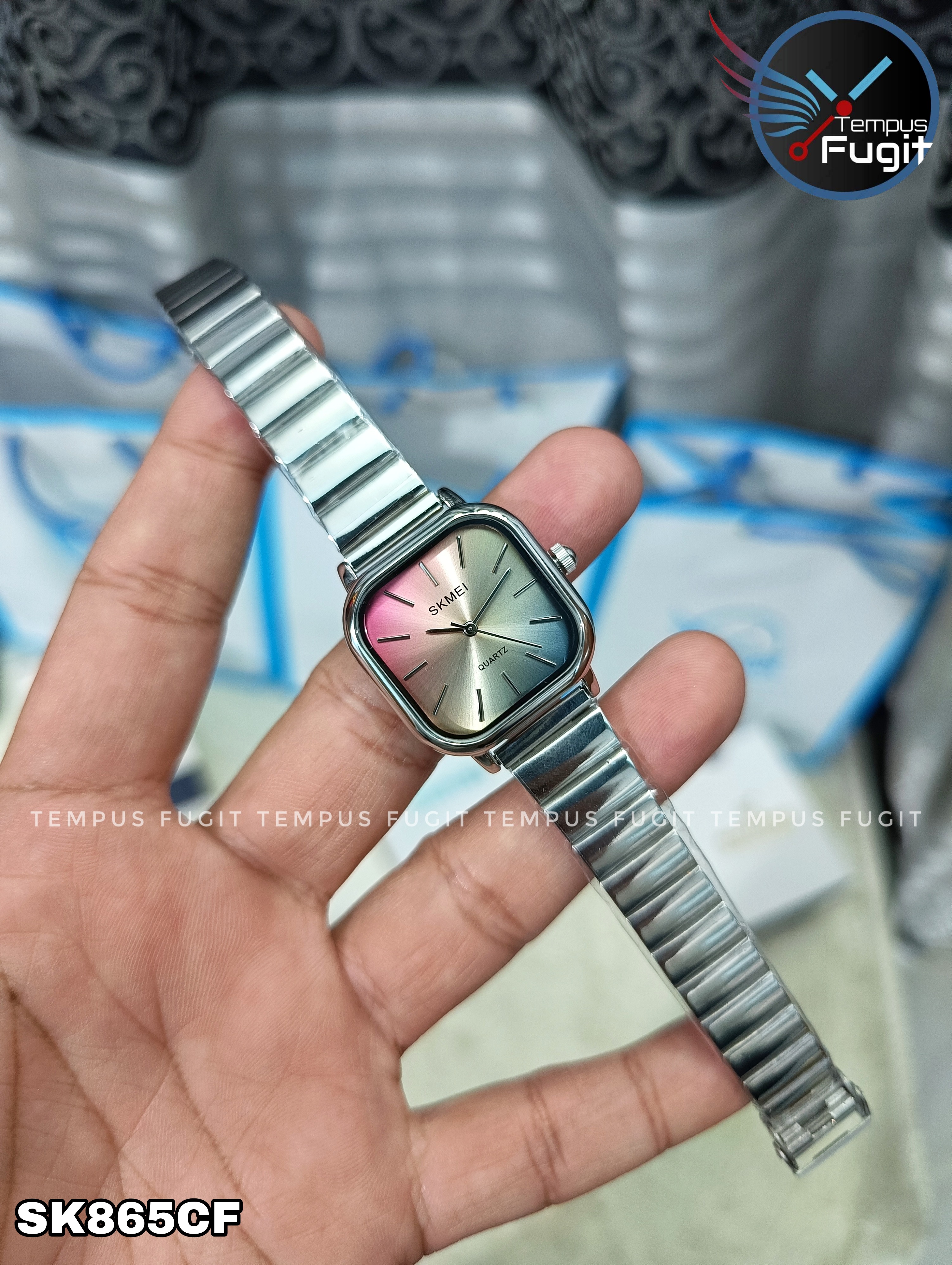 SKMEI 2190 Ladies Chain Watch - Colorful Dial- Silver Bezel- Silver Chain- TF Code SK865CF_img_6