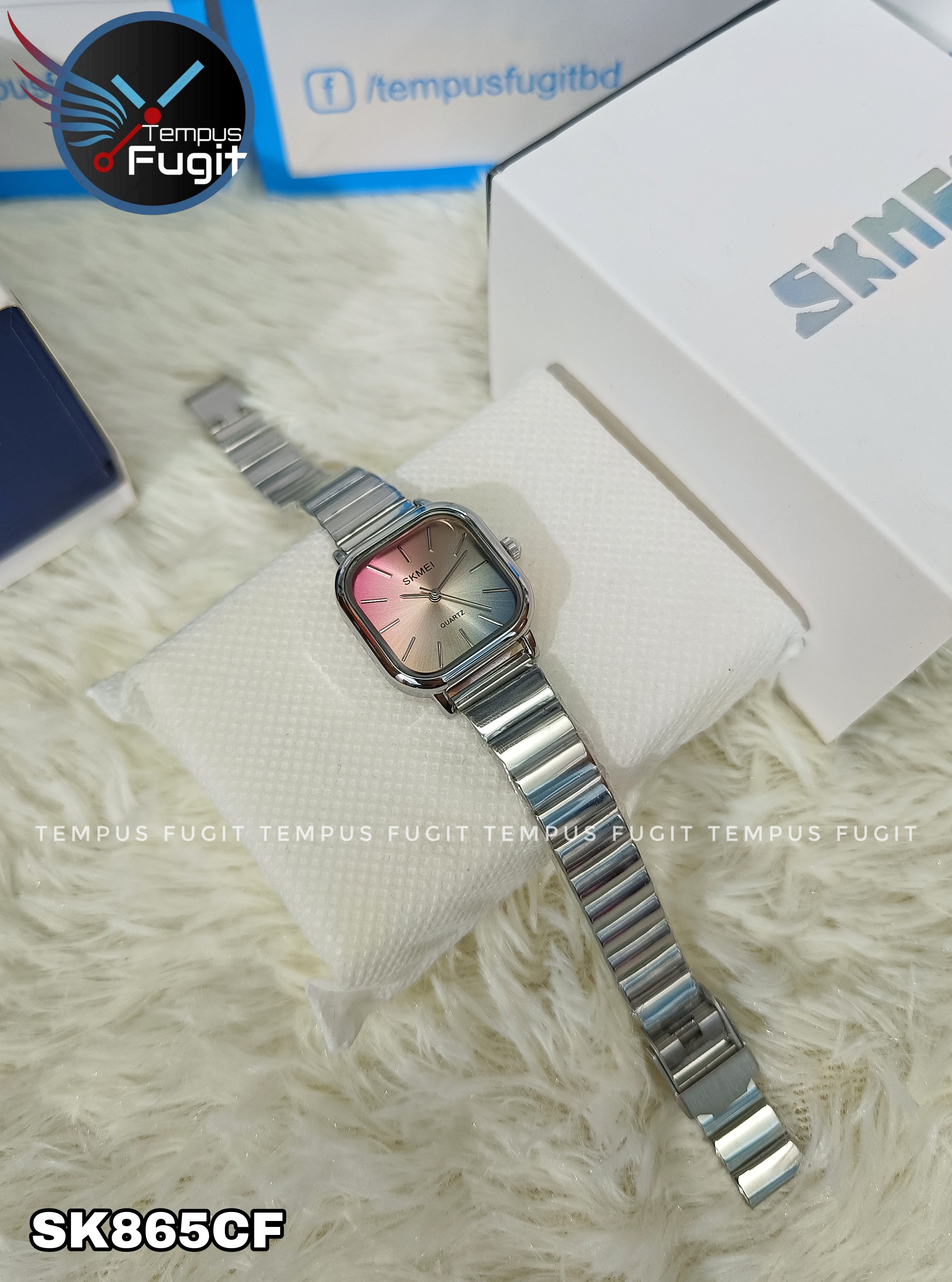 SKMEI 2190 Ladies Chain Watch - Colorful Dial- Silver Bezel- Silver Chain- TF Code SK865CF_img_7