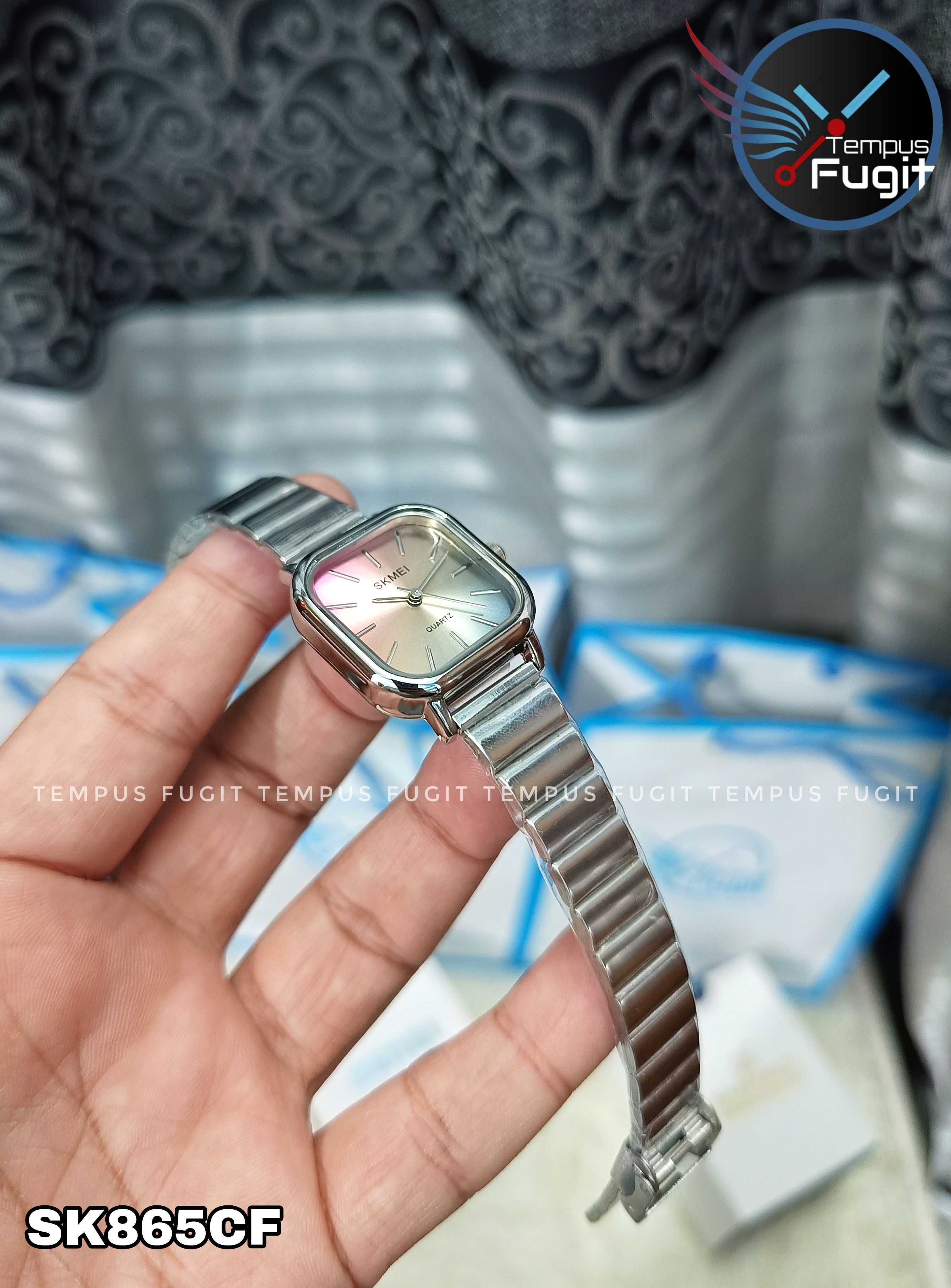 SKMEI 2190 Ladies Chain Watch - Colorful Dial- Silver Bezel- Silver Chain- TF Code SK865CF_img_8