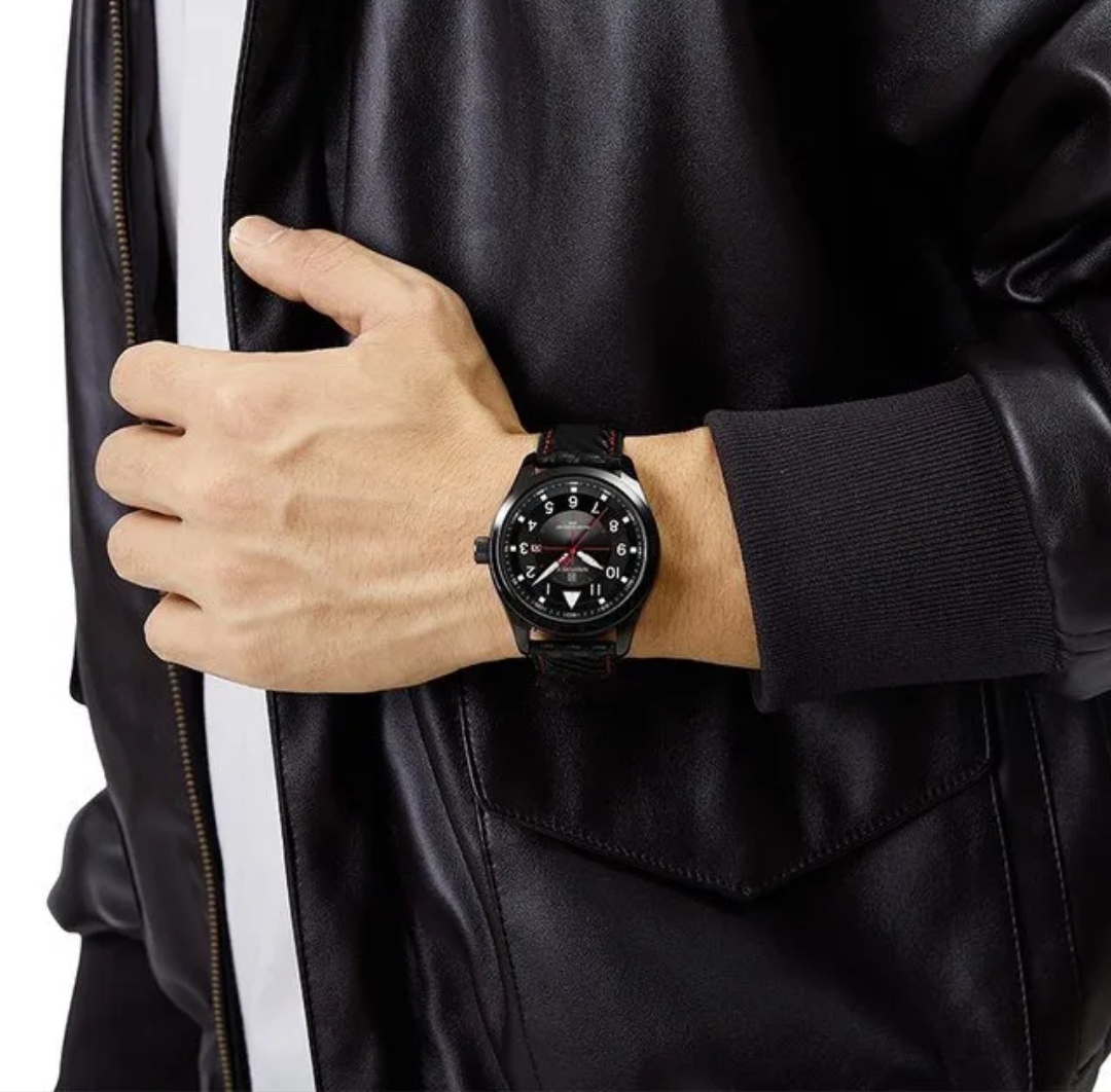 Naviforce 8022 Gents Belt Watch- Black Dial with White Markings- Black Bezel- Black Belt- TF Code NF829BM_img_6