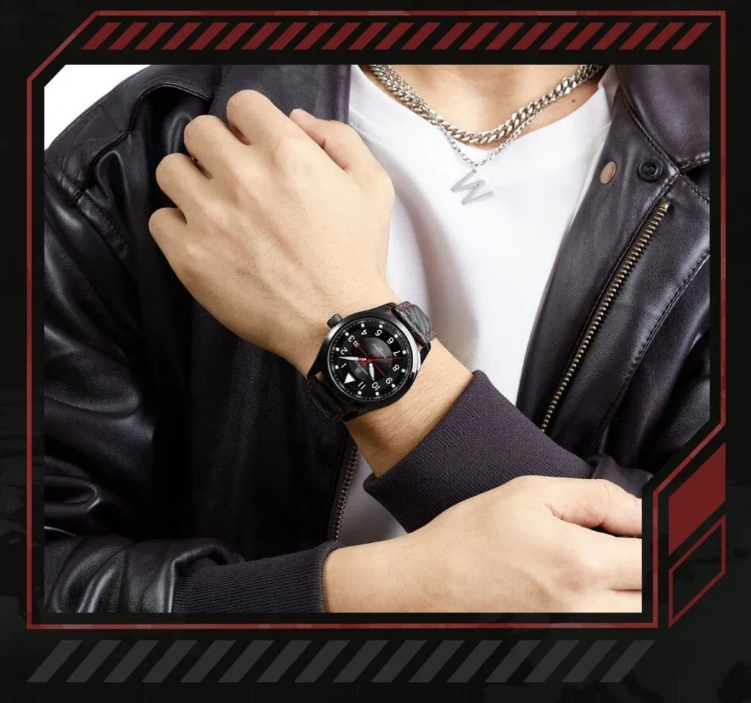 Naviforce 8022 Gents Belt Watch- Black Dial with White Markings- Black Bezel- Black Belt- TF Code NF829BM_img_11