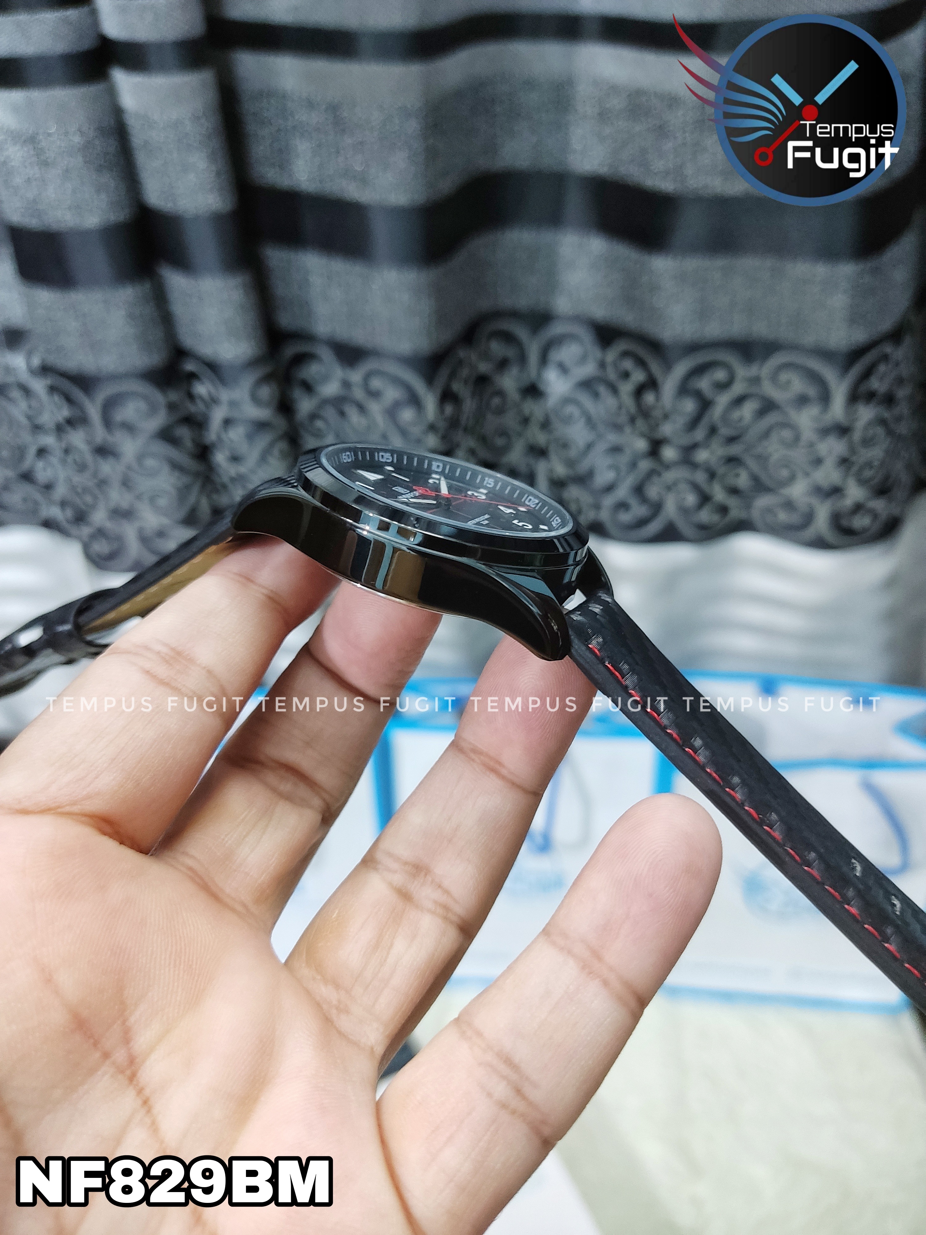 Naviforce 8022 Gents Belt Watch- Black Dial with White Markings- Black Bezel- Black Belt- TF Code NF829BM_img_18