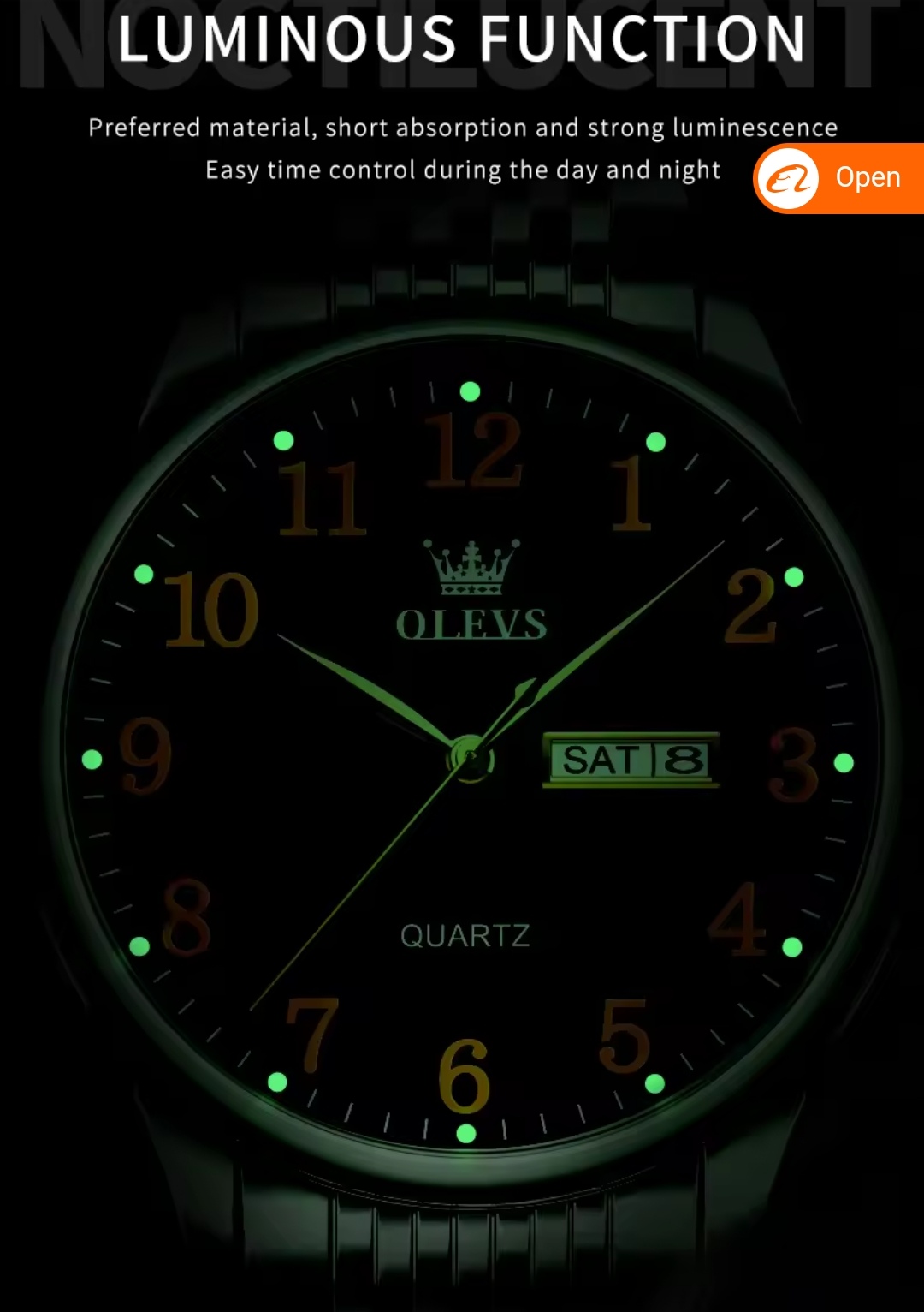 OLEVS 5535 Gents Belt Watch- Silver Dial- Silver Bezel- Leather Color Belt- TF Code OL838BM_img_4