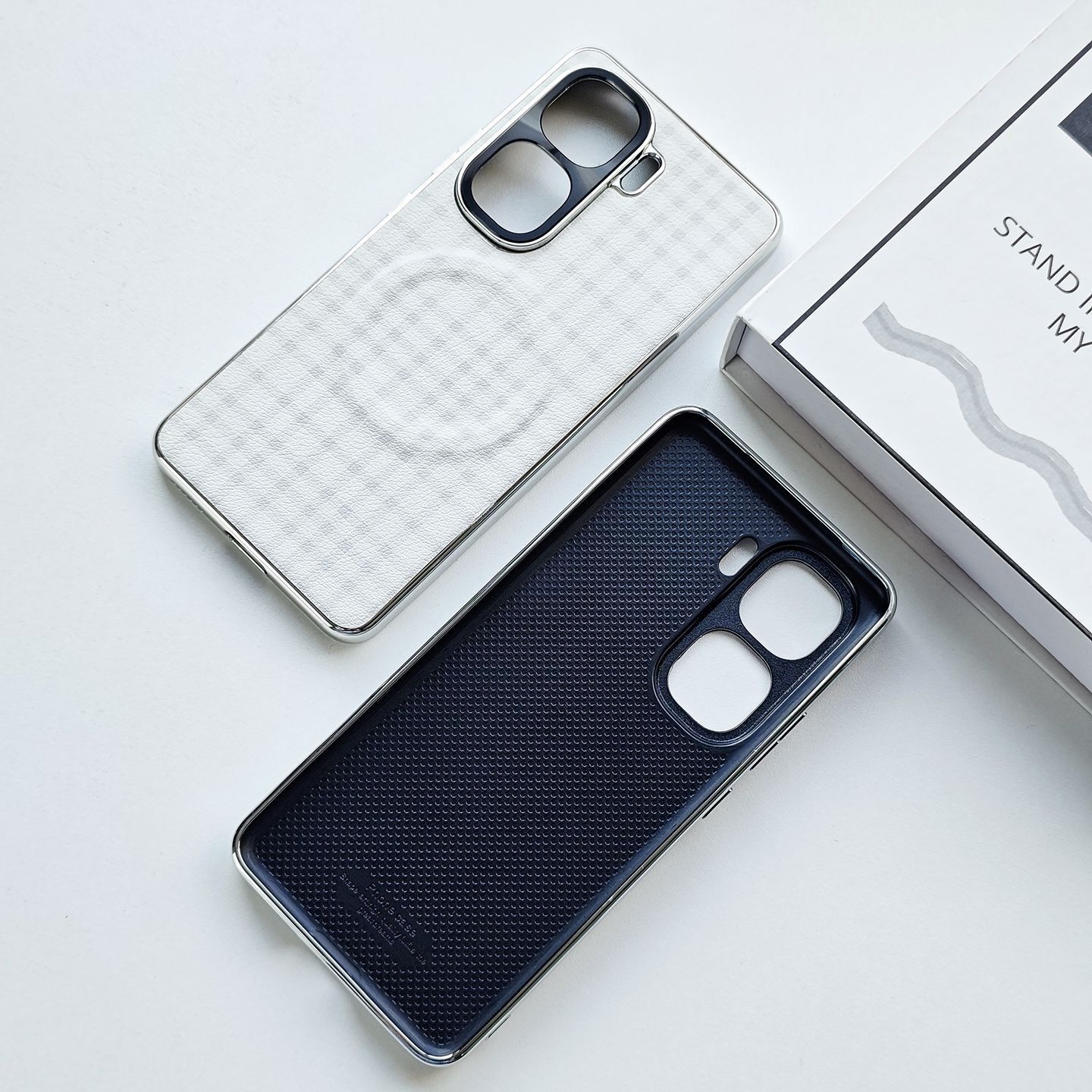 iQOO Neo10 high value electroplated silver edge leather magnetic back cover_img_3