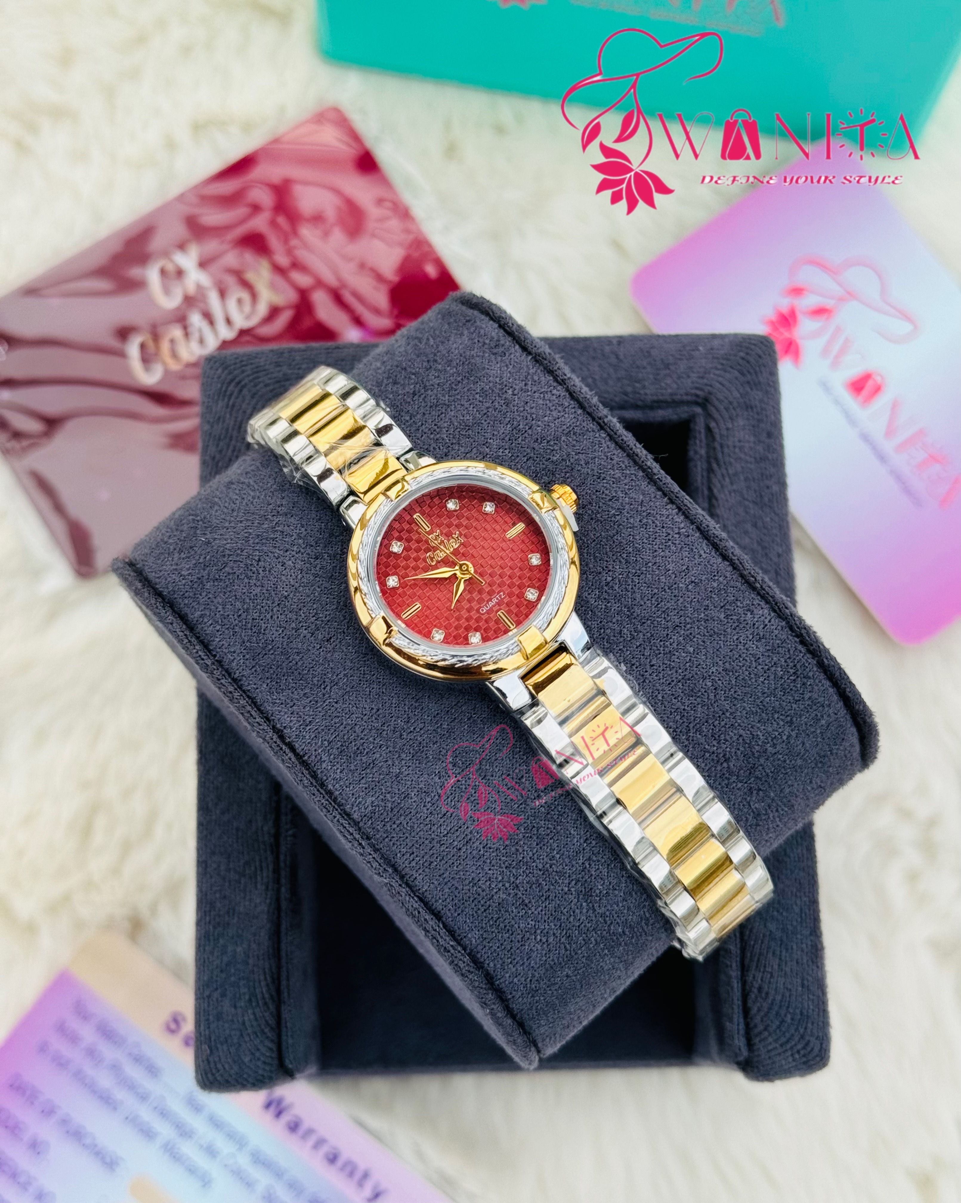 Caslex Ladies Wine Dial Watch