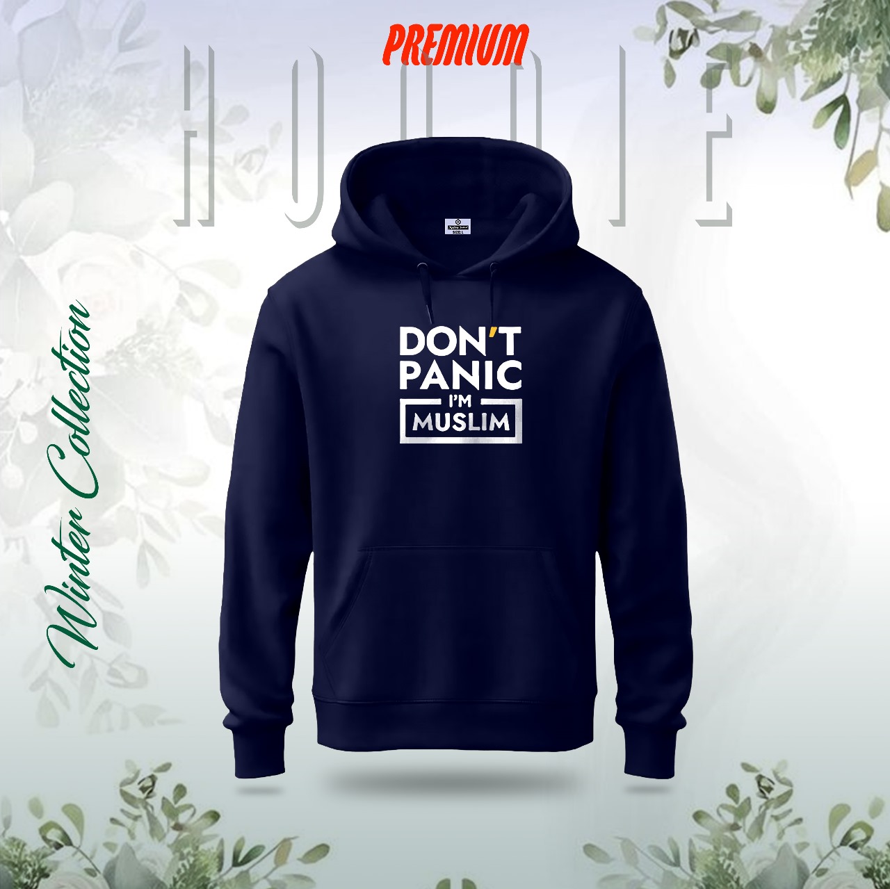 "Don't Panic-I am Muslim" Islamic Hoodie (Nevi Blue)_img_0