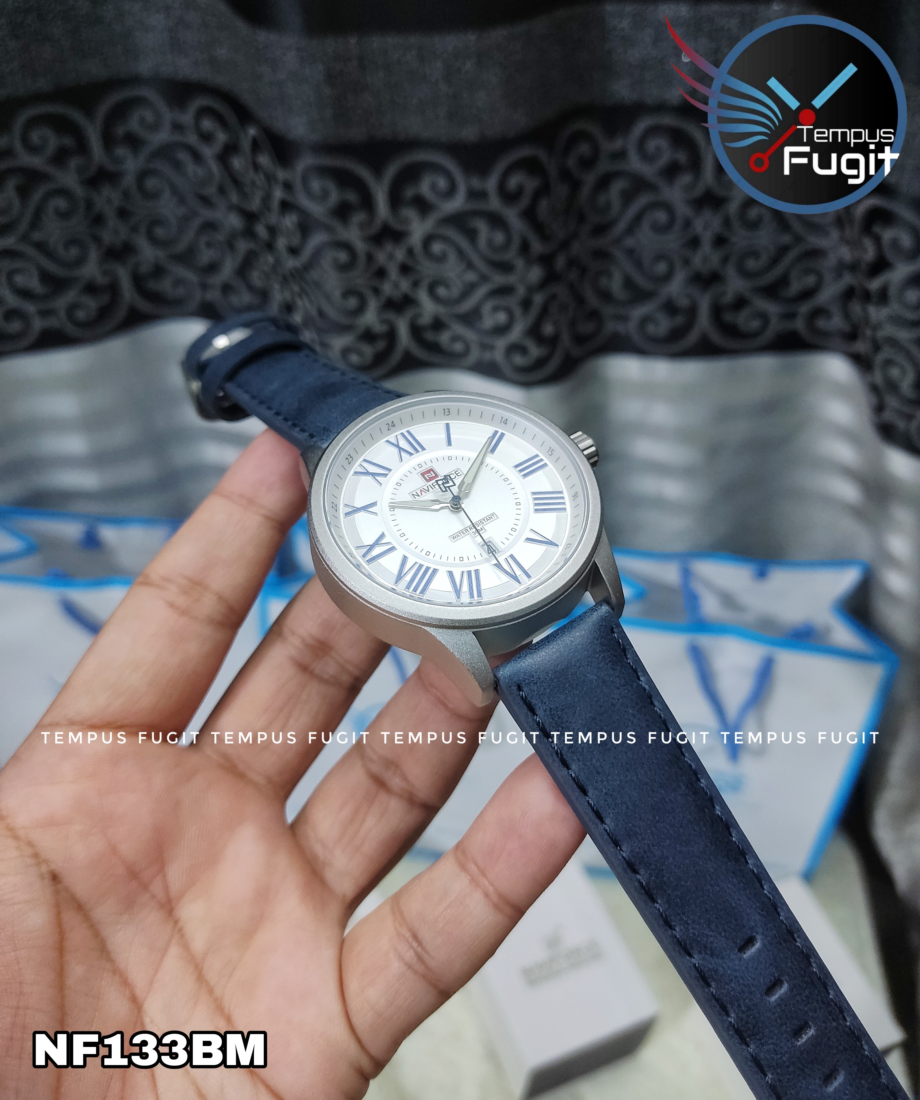 Naviforce 9126 Gents Belt Watch- White Dial- Silver Bezel- Blue Belt- TF Code NF133BM_img_5
