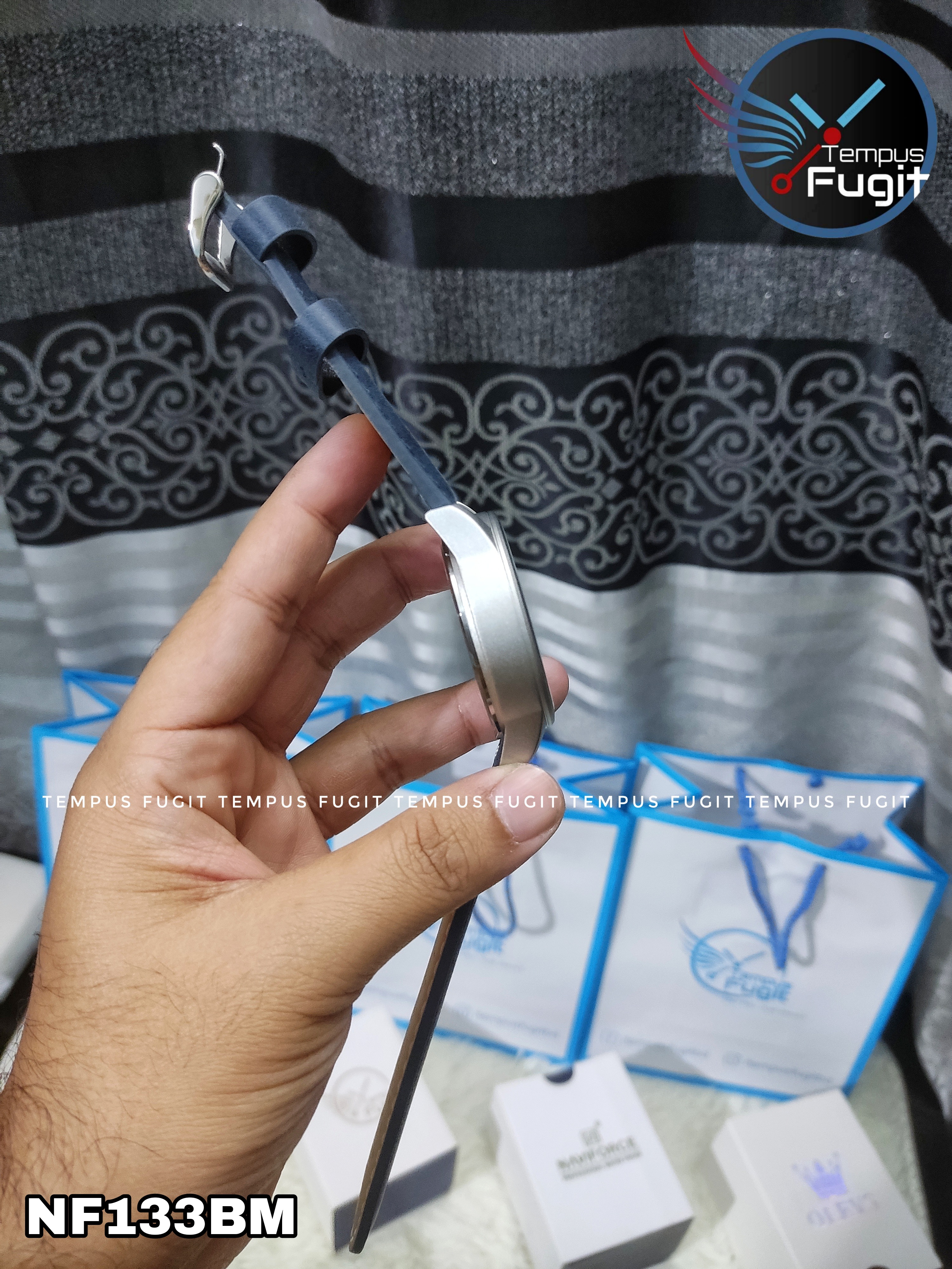 Naviforce 9126 Gents Belt Watch- White Dial- Silver Bezel- Blue Belt- TF Code NF133BM_img_6