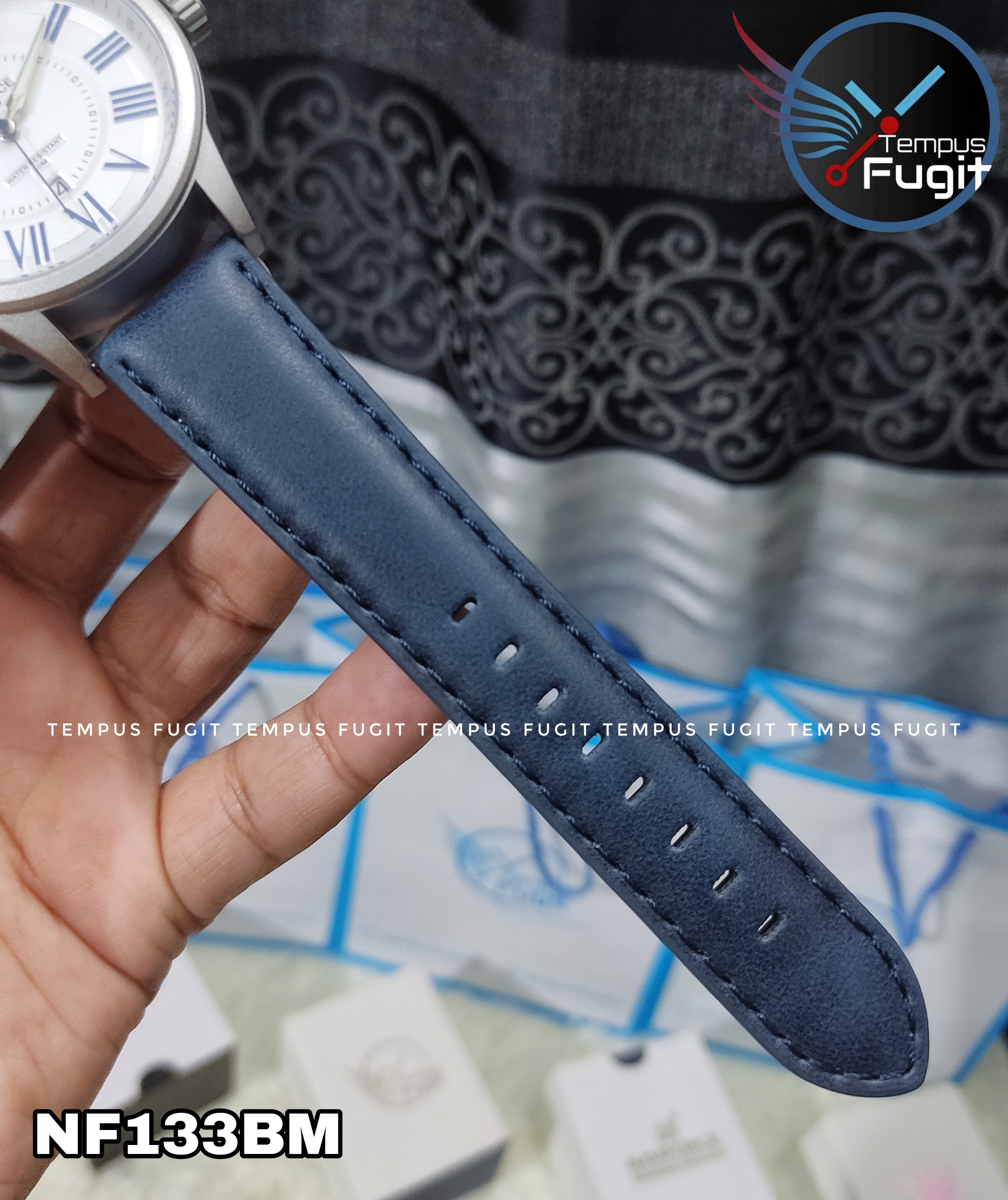 Naviforce 9126 Gents Belt Watch- White Dial- Silver Bezel- Blue Belt- TF Code NF133BM_img_7
