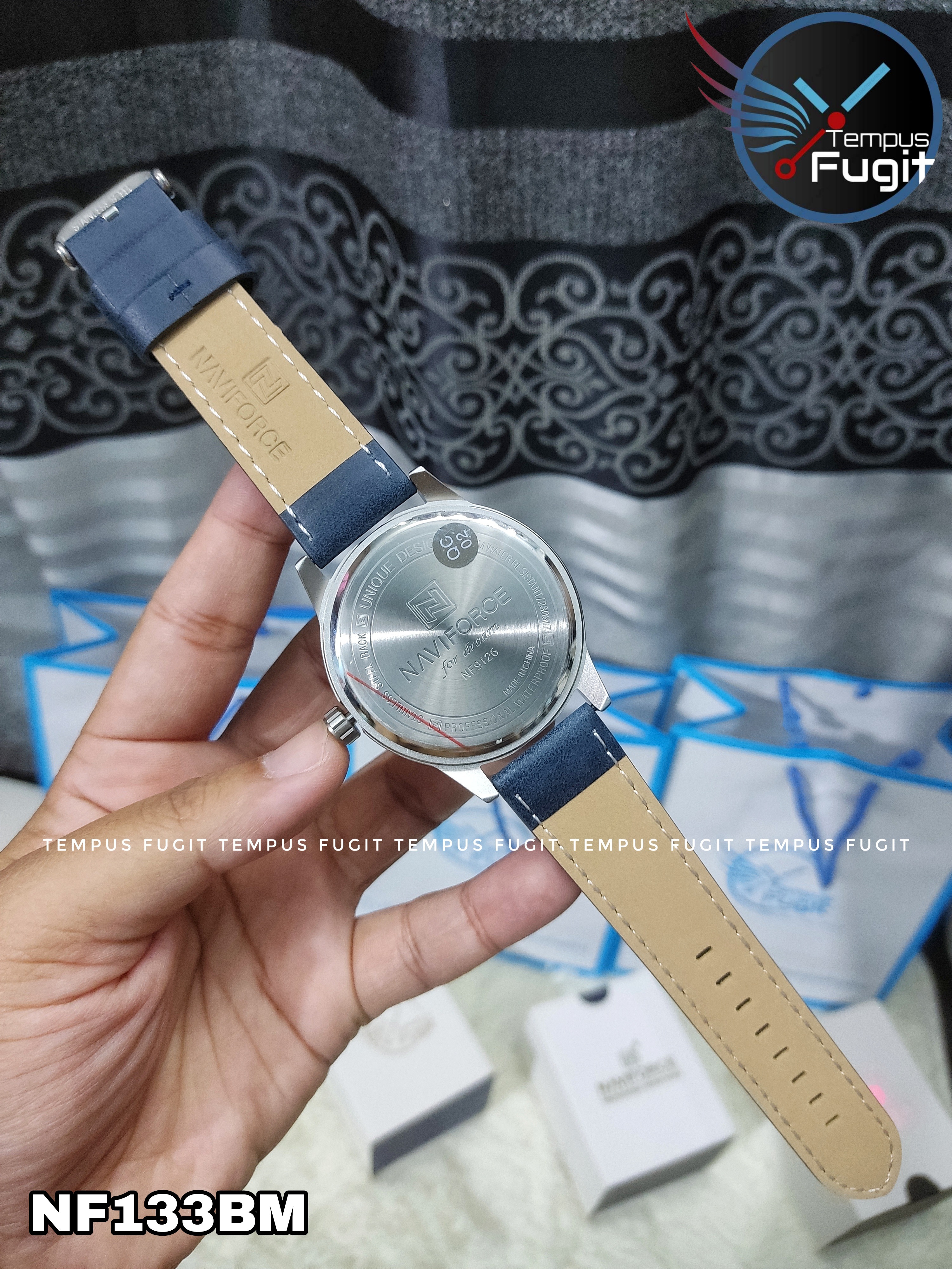 Naviforce 9126 Gents Belt Watch- White Dial- Silver Bezel- Blue Belt- TF Code NF133BM_img_8