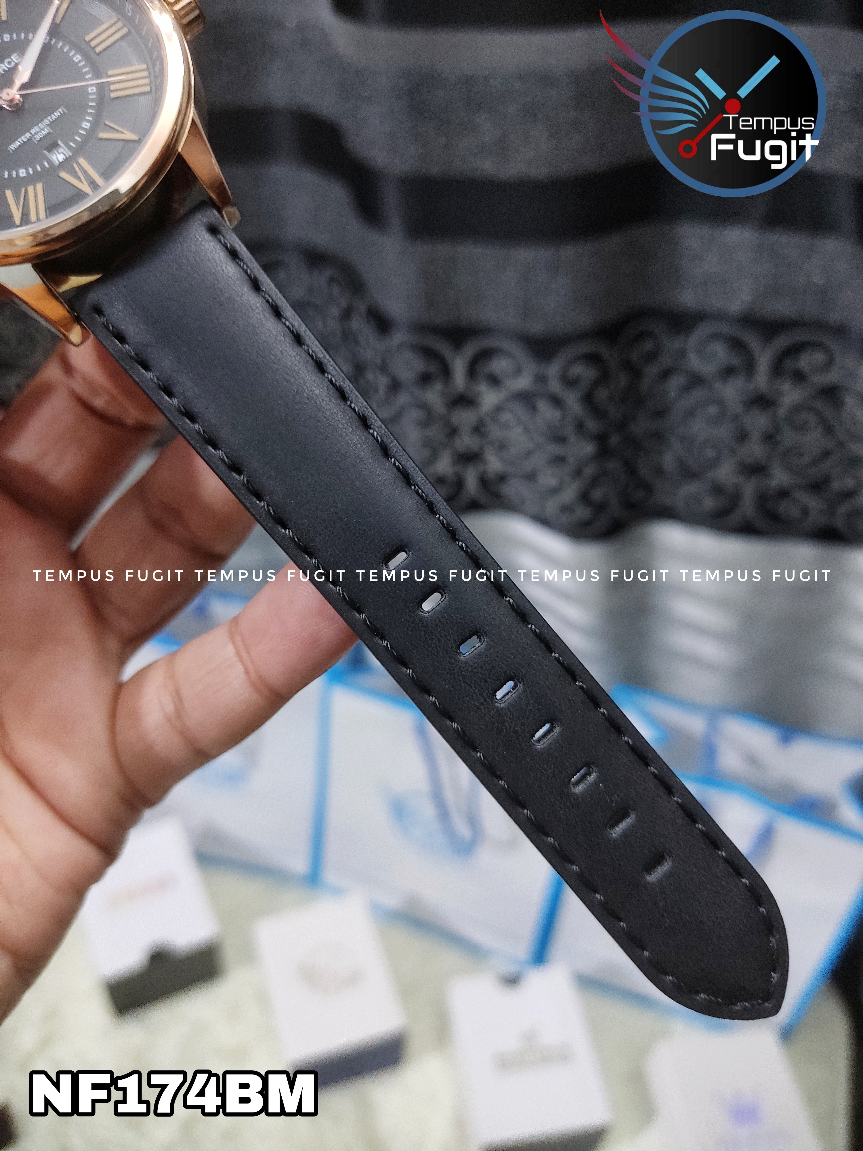Naviforce 9126 Gents Belt Watch- Black Dial- Rose Golden Bezel- Black Belt- TF Code NF174BM_img_7