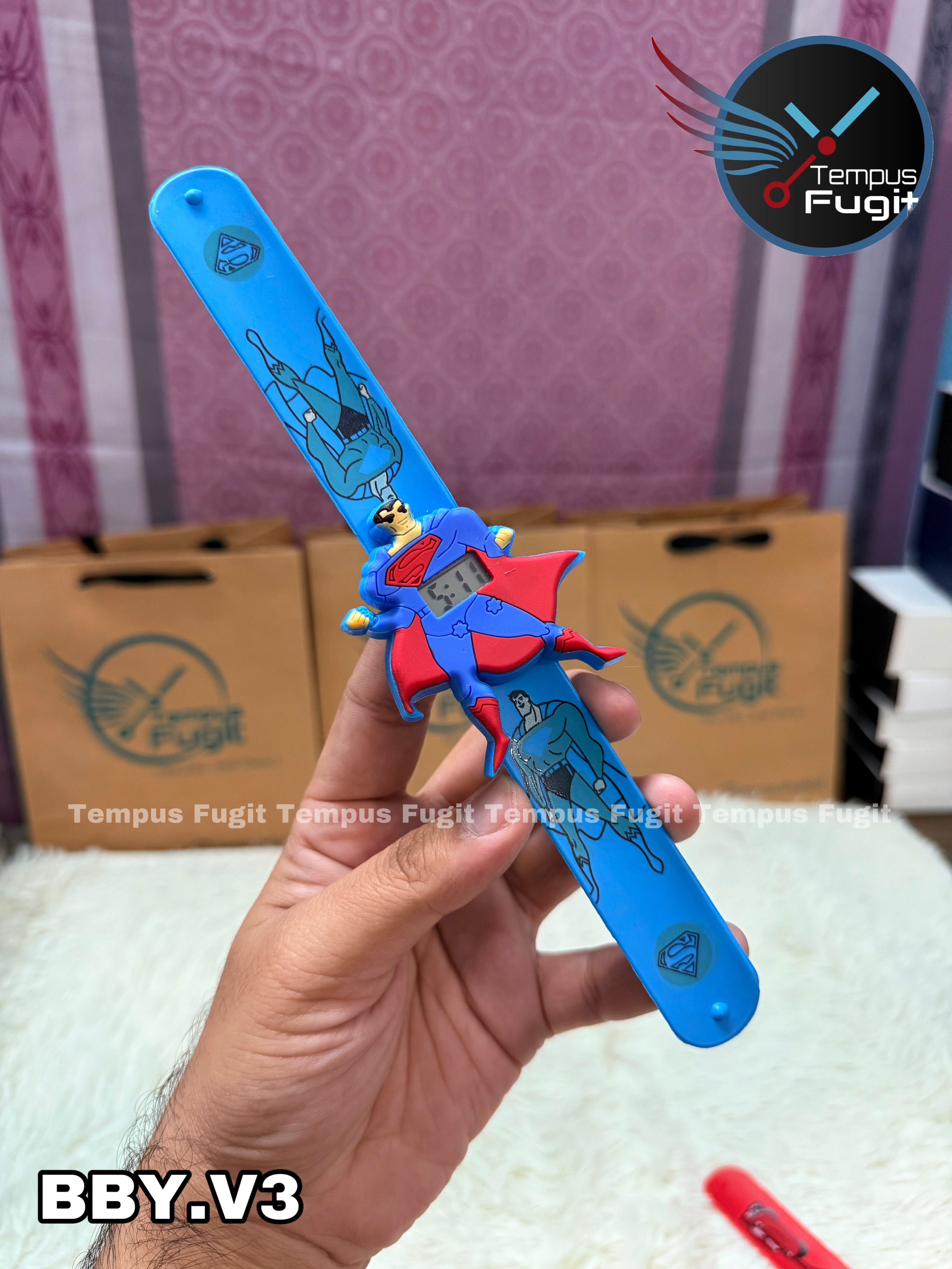 BBY.V3 Baby watch with flexible belt- SuperMan (Red-blue in blue belt)_img_0