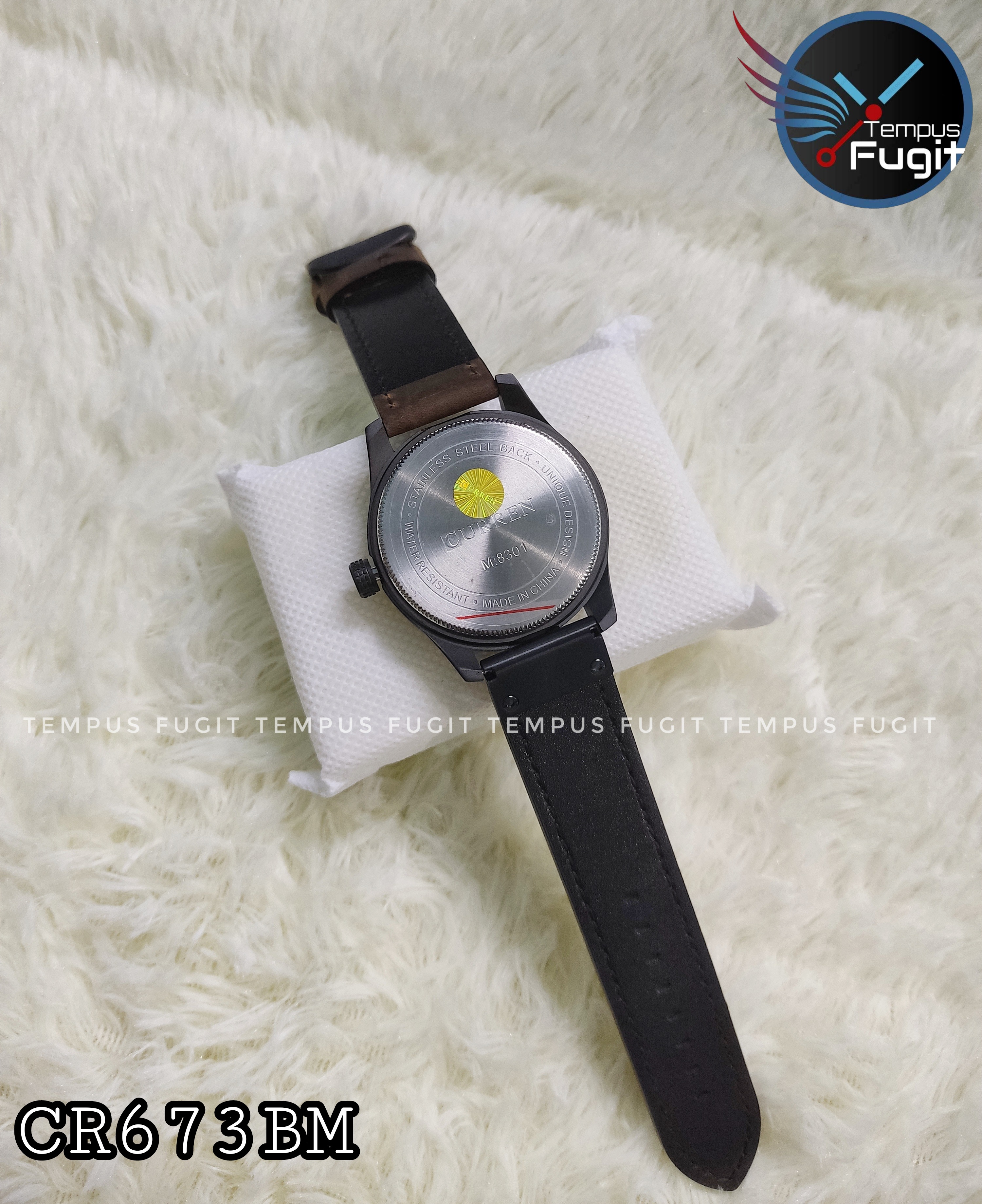 Curren 8301 Gents Belt Watch- Black Dial with Yellow Markings- Black Bezel- Brown Belt- TF Code CR673BM_img_12