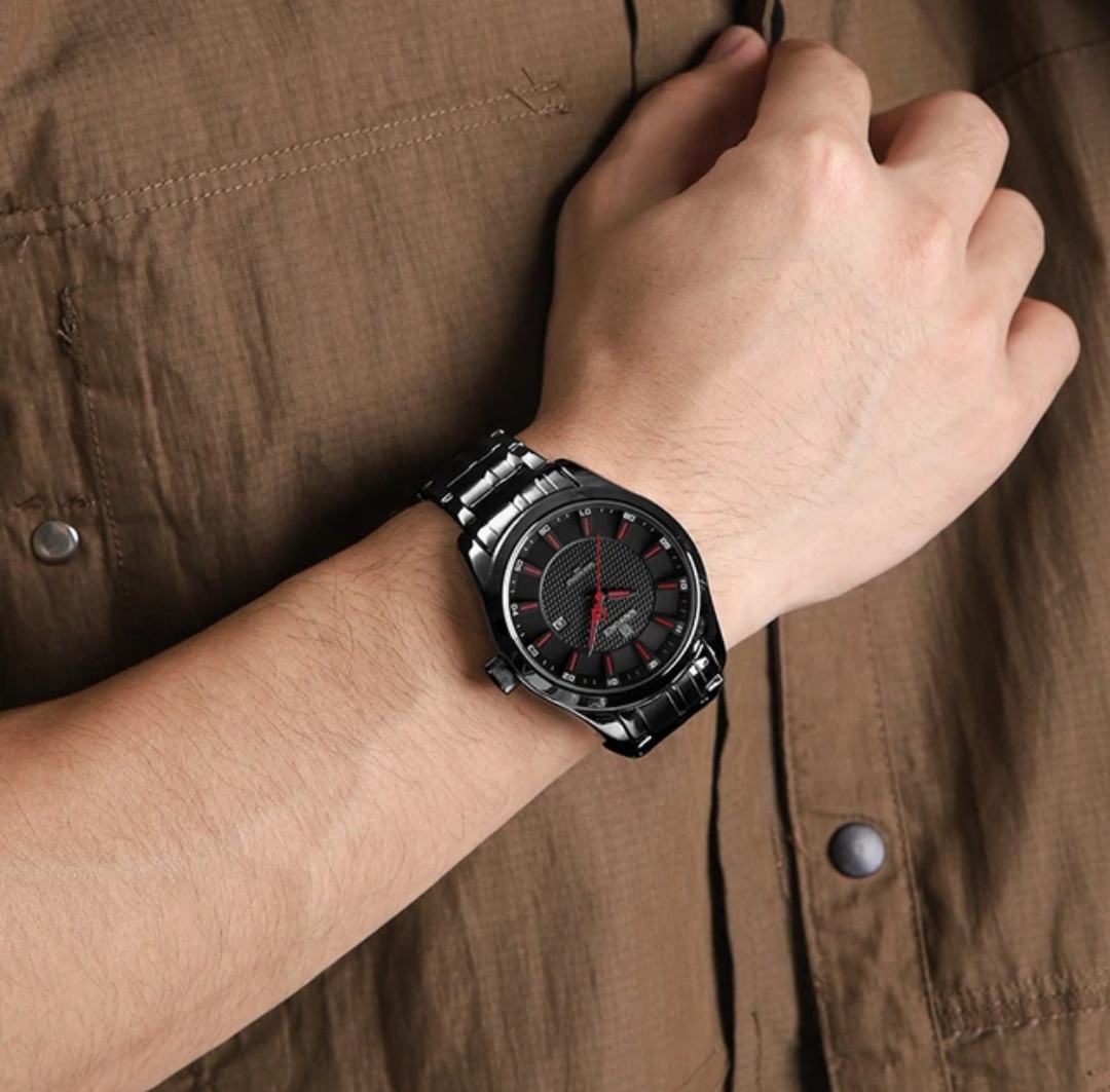 Naviforce 8032 Gents Chain Watch - Black Dial with Red Markings- Black Bezel- Black Chain- TF Code NF823CM_img_5