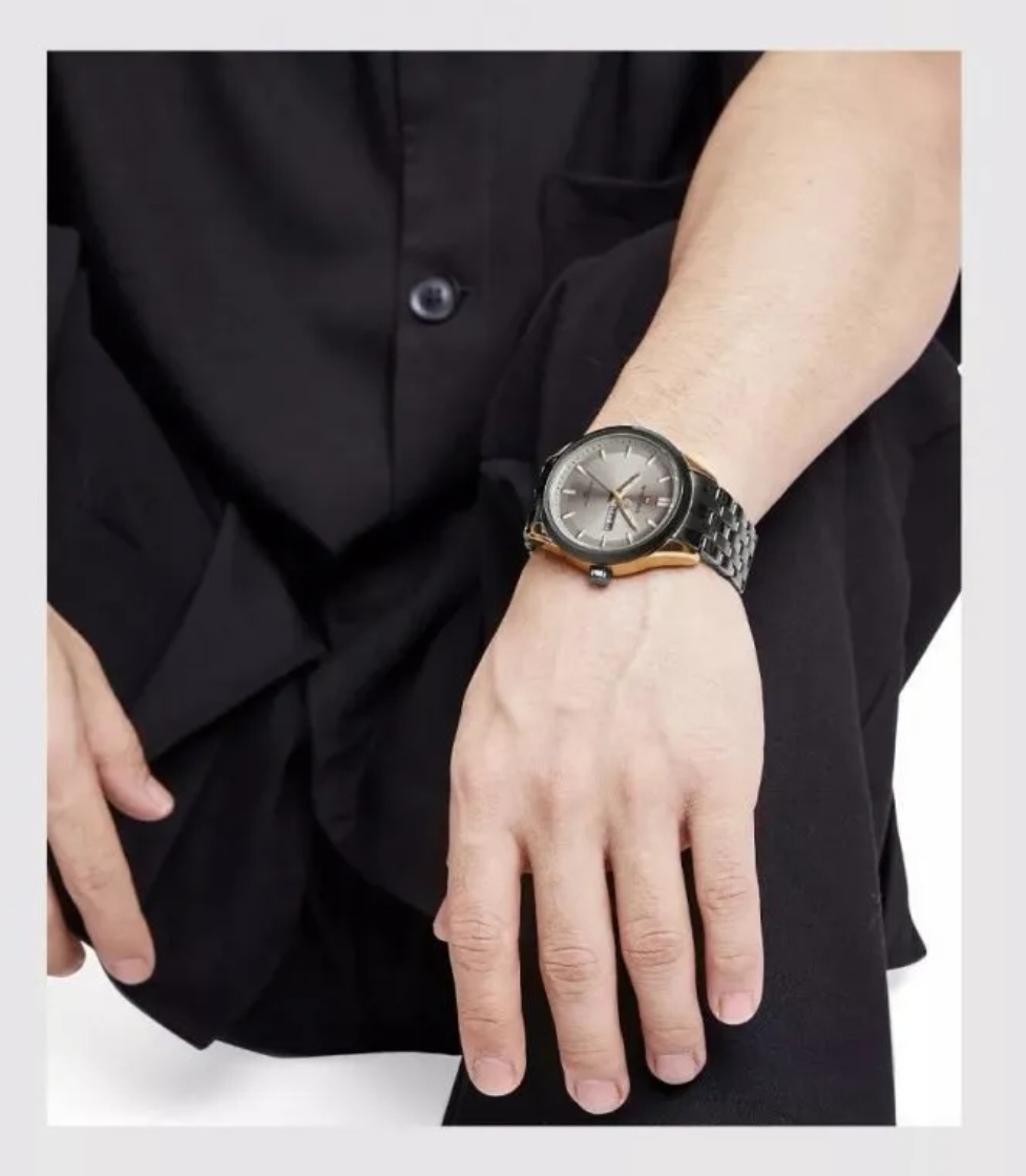 Naviforce 9203 Gents Chain Watch - Grey Dial- Black+Rose Golden Bezel- Black Chain- TF Code NF607CM_img_6