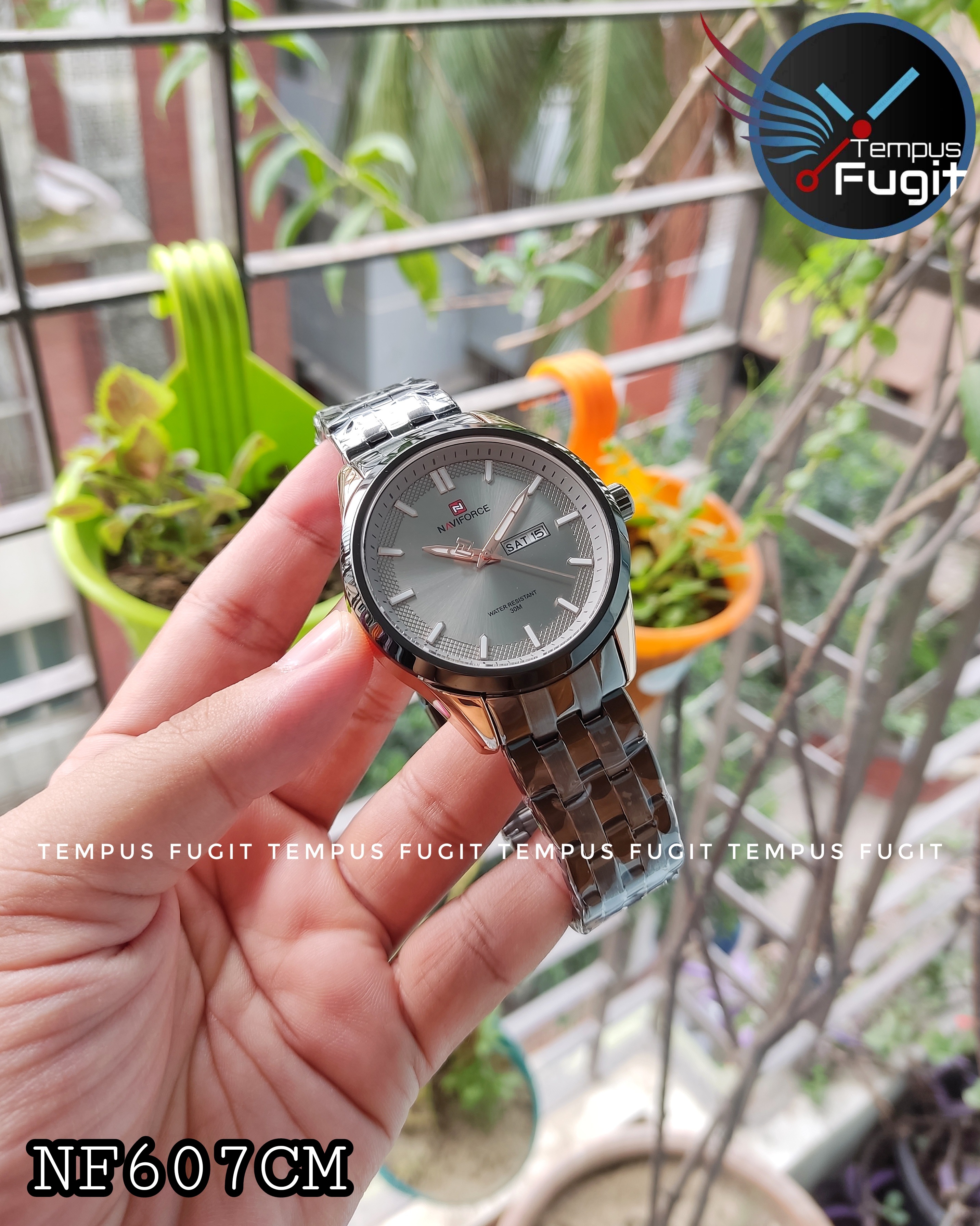 Naviforce 9203 Gents Chain Watch - Grey Dial- Black+Rose Golden Bezel- Black Chain- TF Code NF607CM_img_11