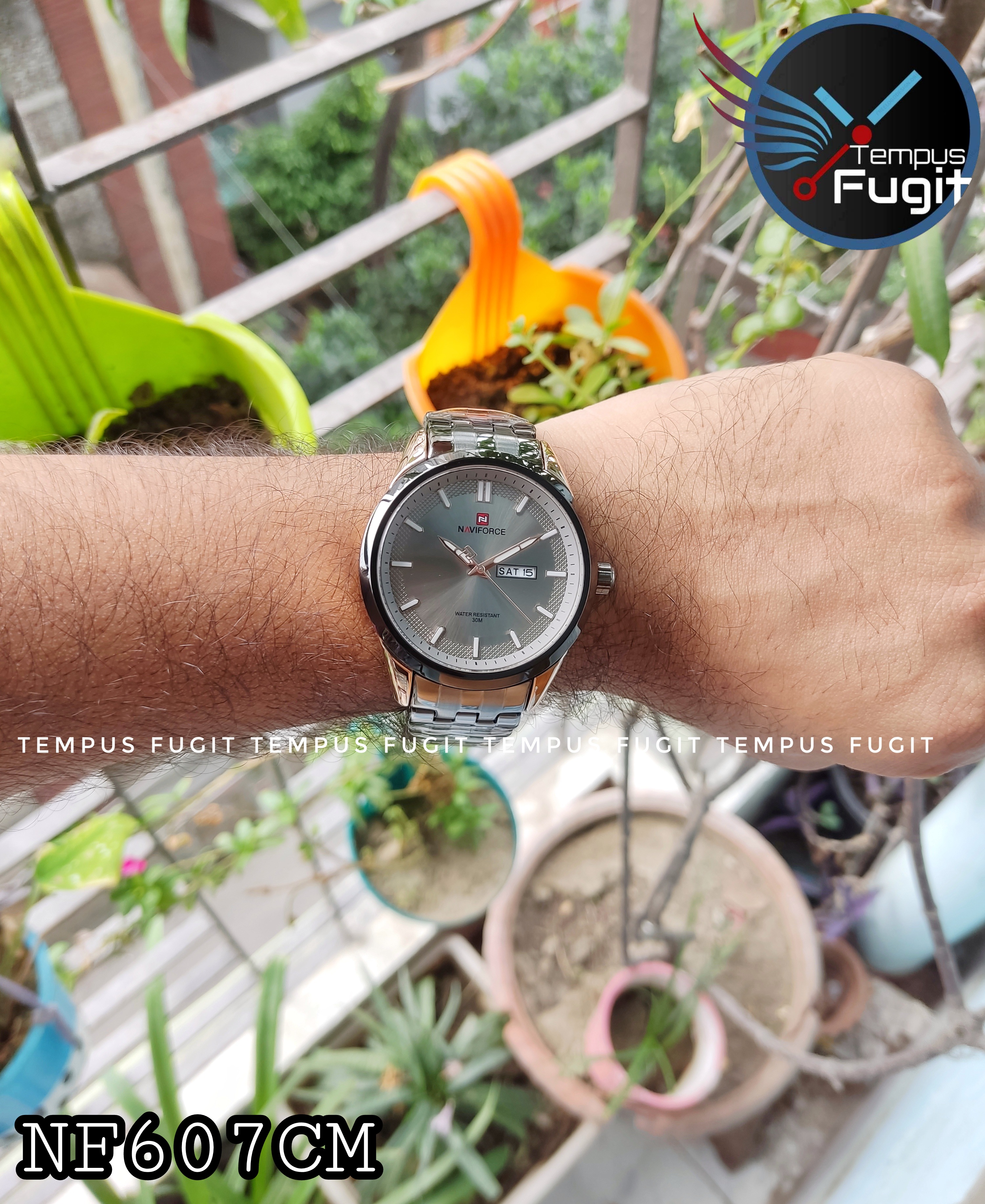 Naviforce 9203 Gents Chain Watch - Grey Dial- Black+Rose Golden Bezel- Black Chain- TF Code NF607CM_img_12