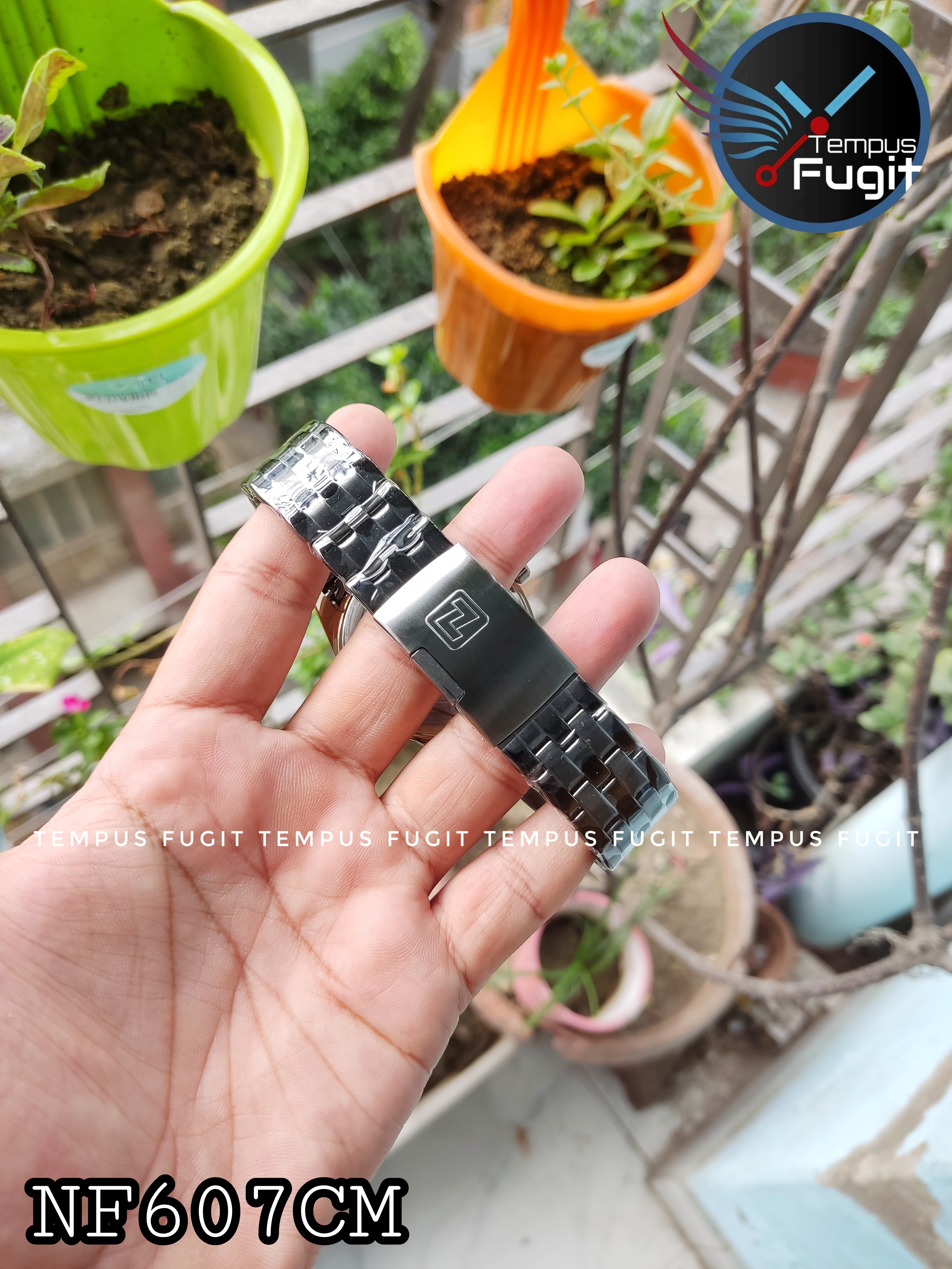 Naviforce 9203 Gents Chain Watch - Grey Dial- Black+Rose Golden Bezel- Black Chain- TF Code NF607CM_img_13