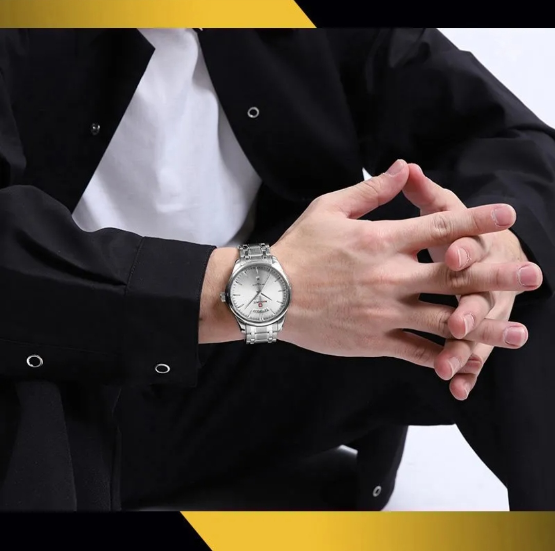 Naviforce 9213 Gents Chain Watch - Silver Dial- Silver Bezel- Silver Chain- TF Code NF810CM_img_6