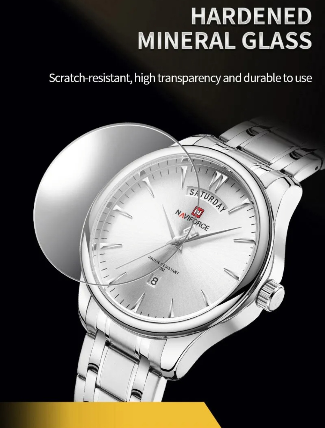 Naviforce 9213 Gents Chain Watch - Silver Dial- Silver Bezel- Silver Chain- TF Code NF810CM_img_7