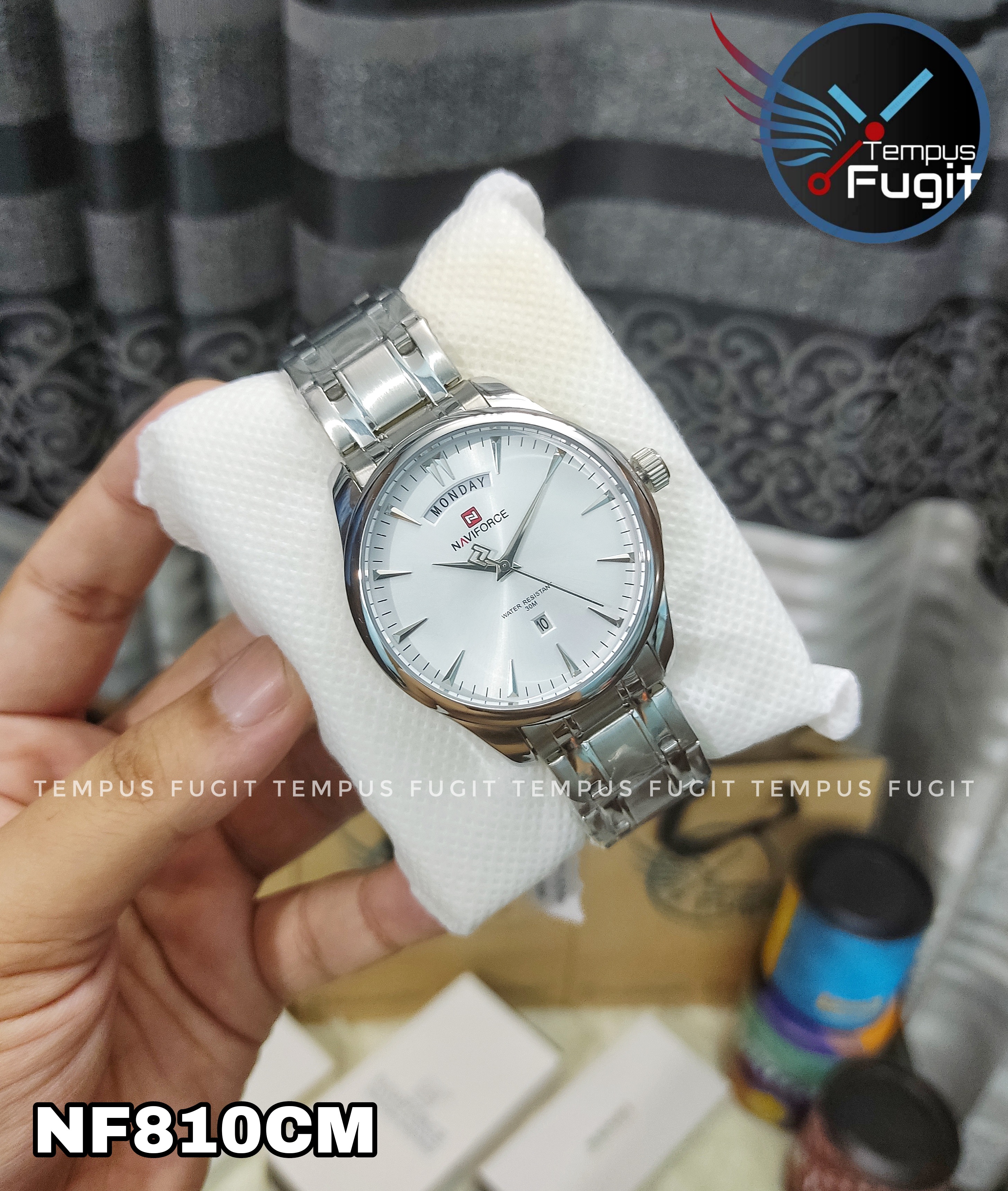 Naviforce 9213 Gents Chain Watch - Silver Dial- Silver Bezel- Silver Chain- TF Code NF810CM_img_9