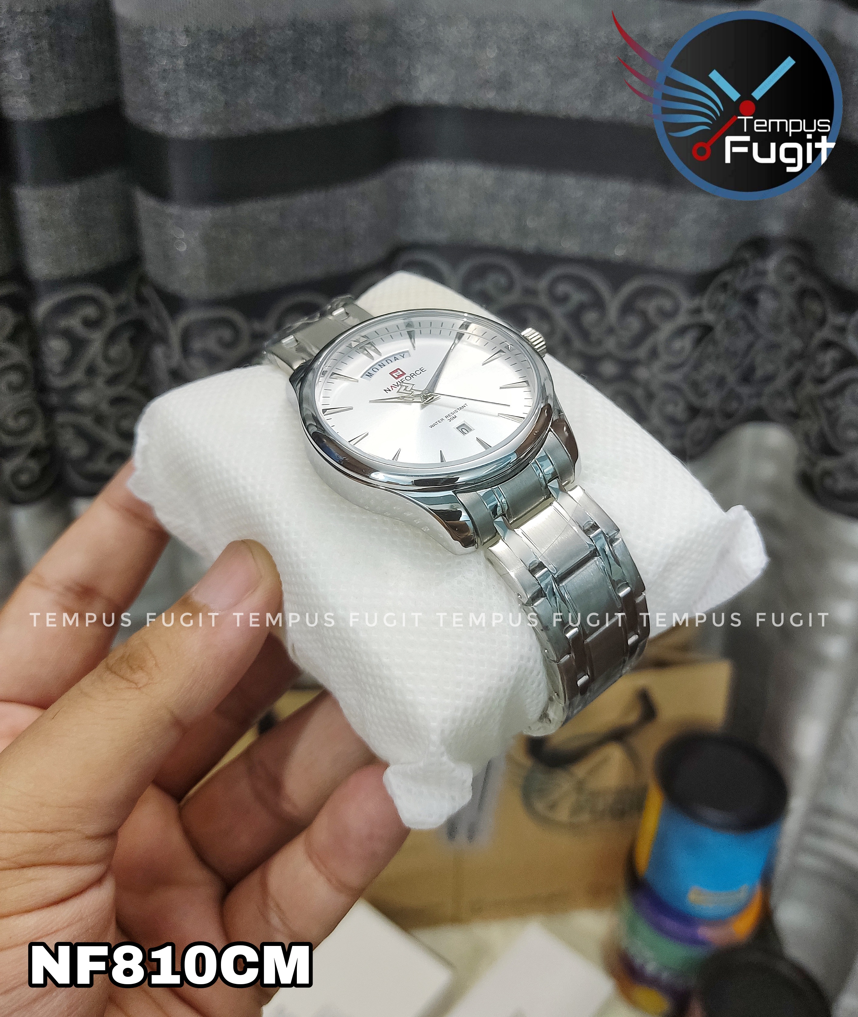 Naviforce 9213 Gents Chain Watch - Silver Dial- Silver Bezel- Silver Chain- TF Code NF810CM_img_10